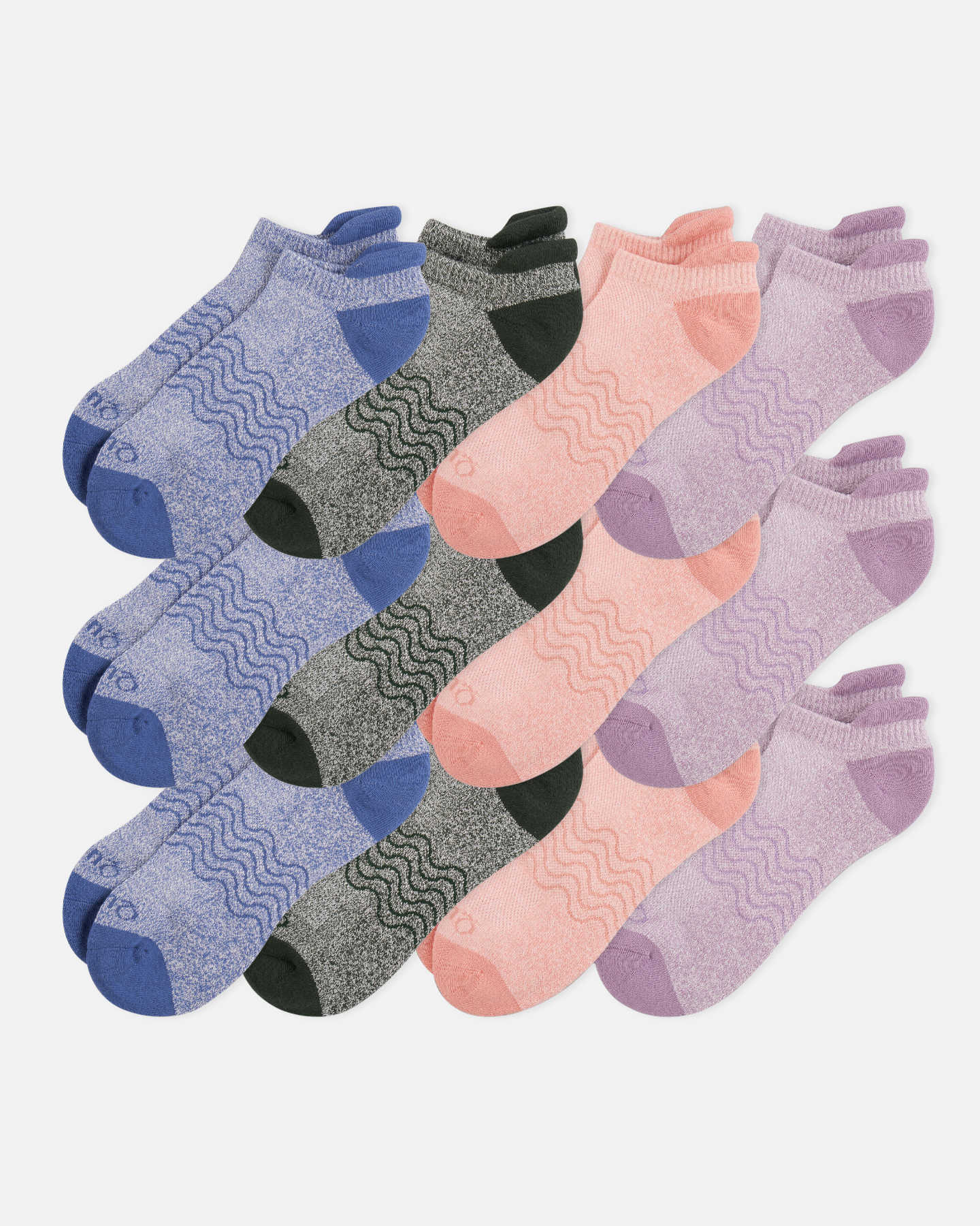 Organic Colorblock Marl Ankle Socks (12-pack) - Pink/Blue/Purple Mix