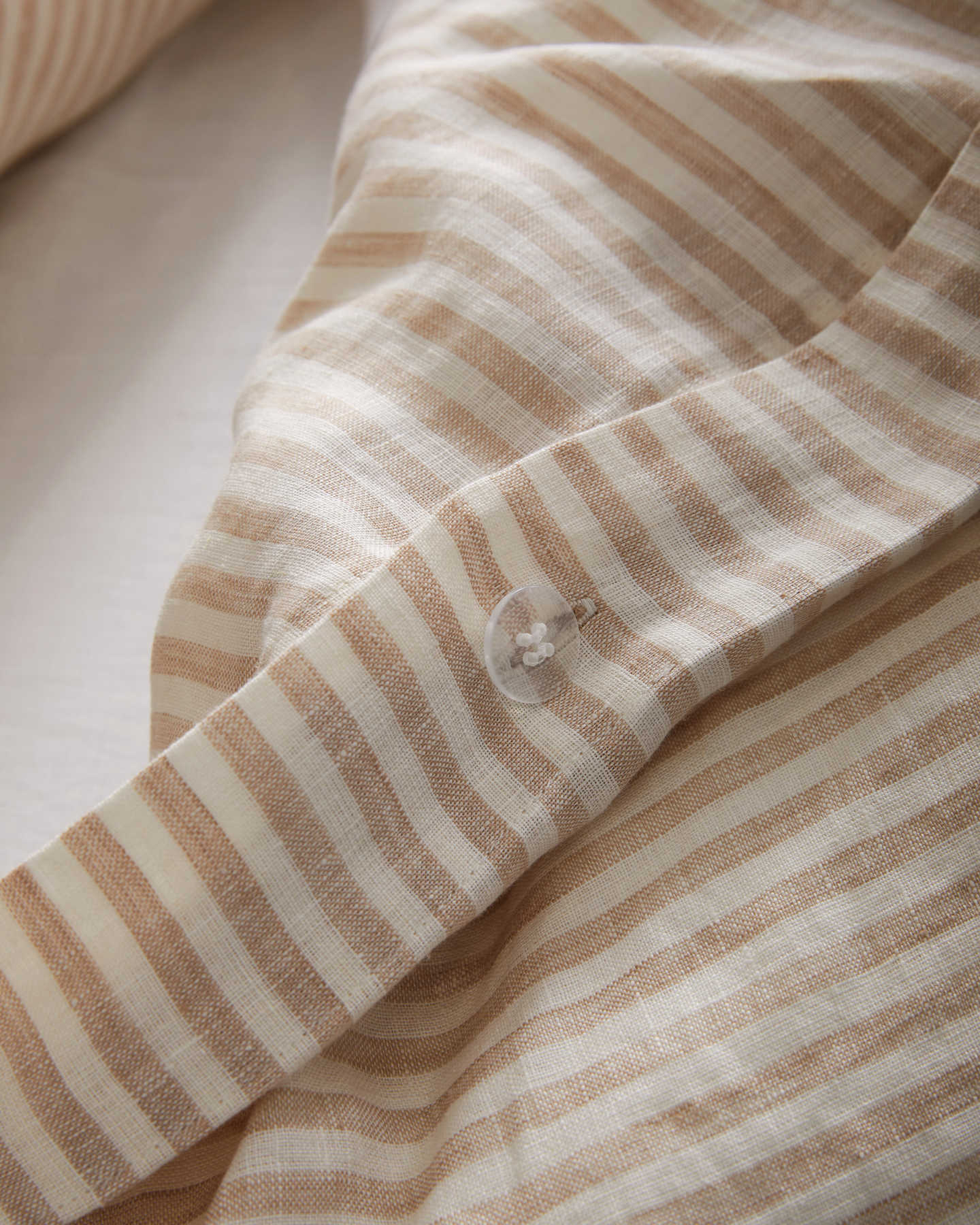 European Linen Stripe Duvet Cover Set - Natural/White - 3 - Thumbnail
