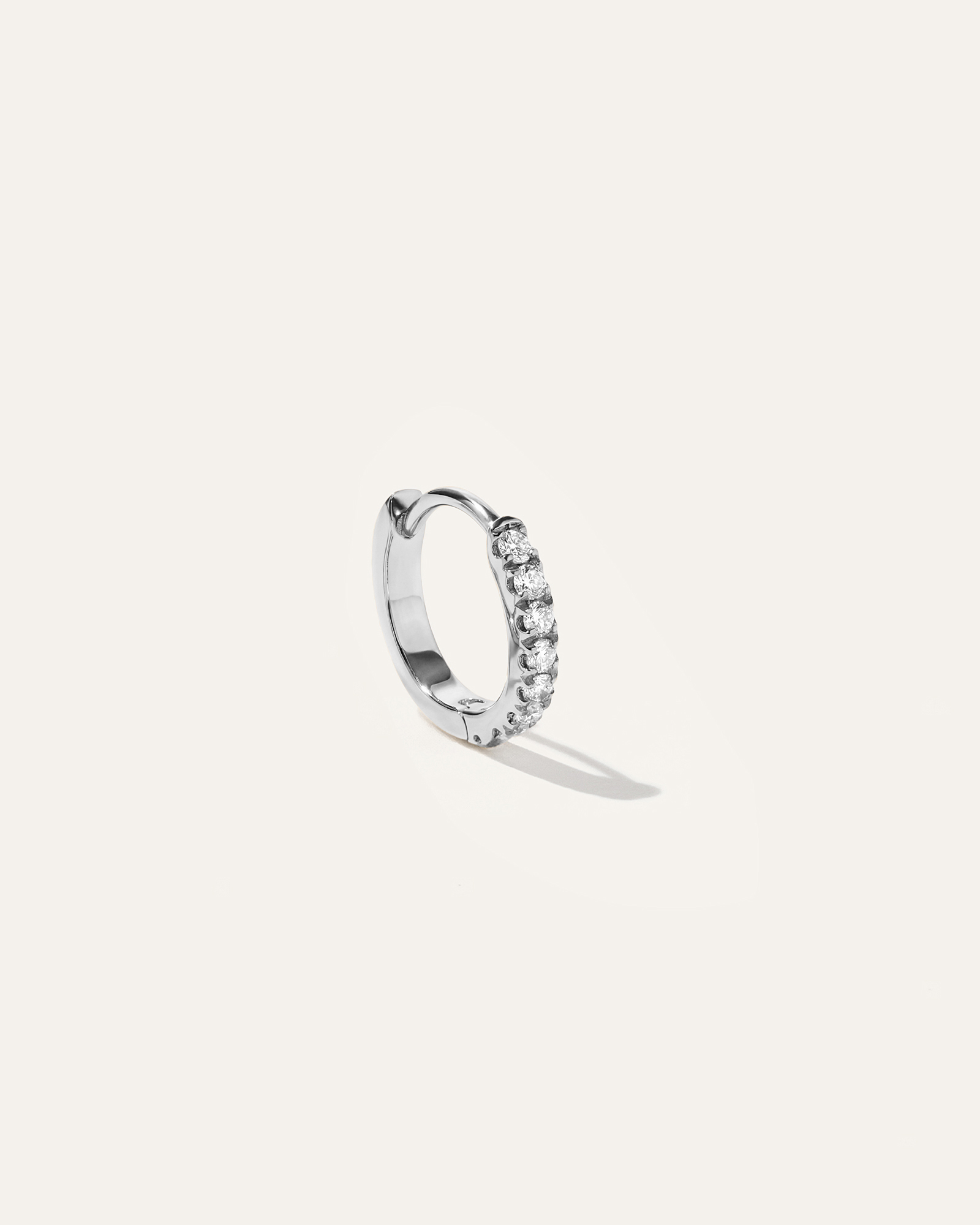 14K Gold Pave Diamond Tiny Huggie - Single