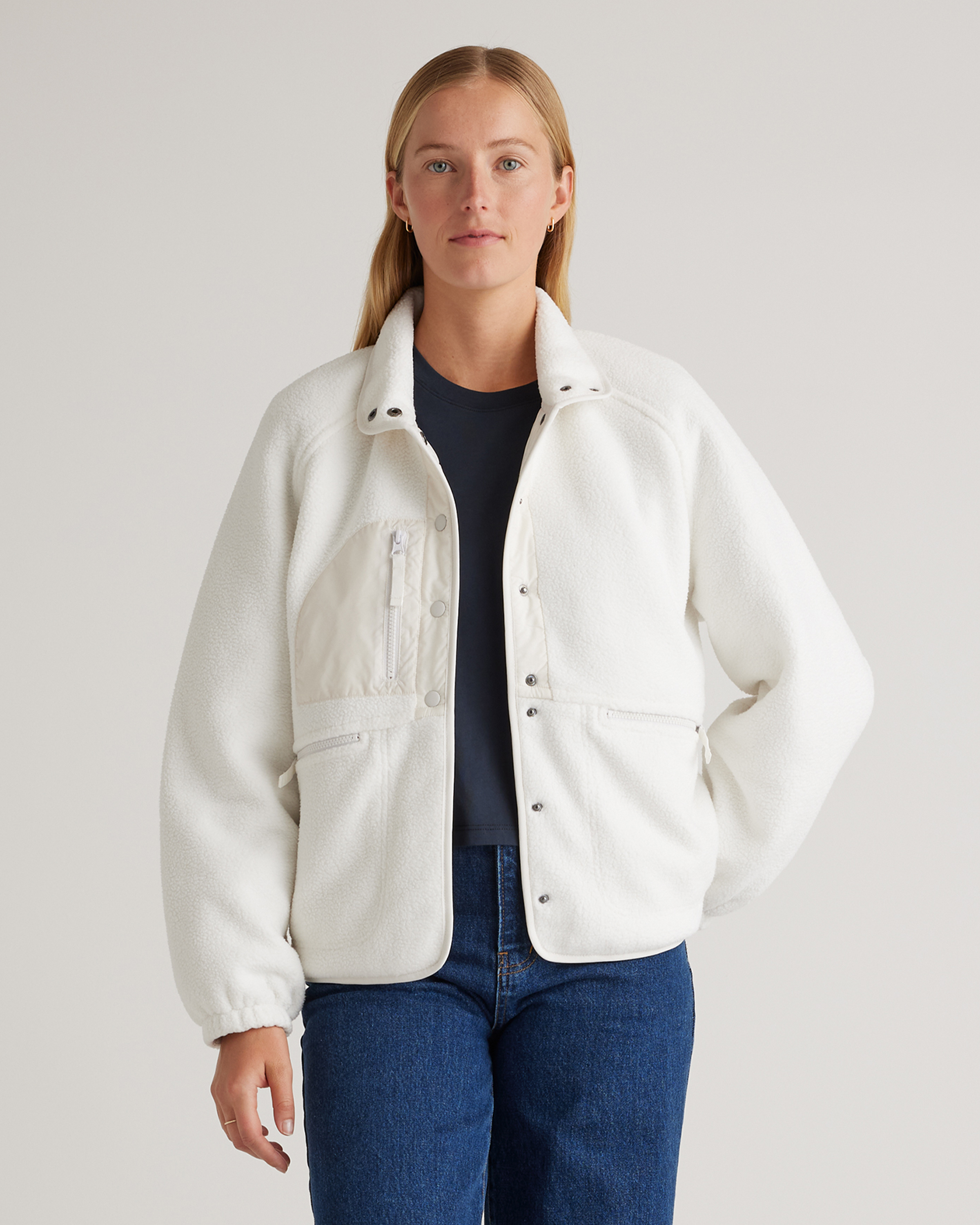 Shop Quince Women's Sherpa Snap Front Jacket In Ivory