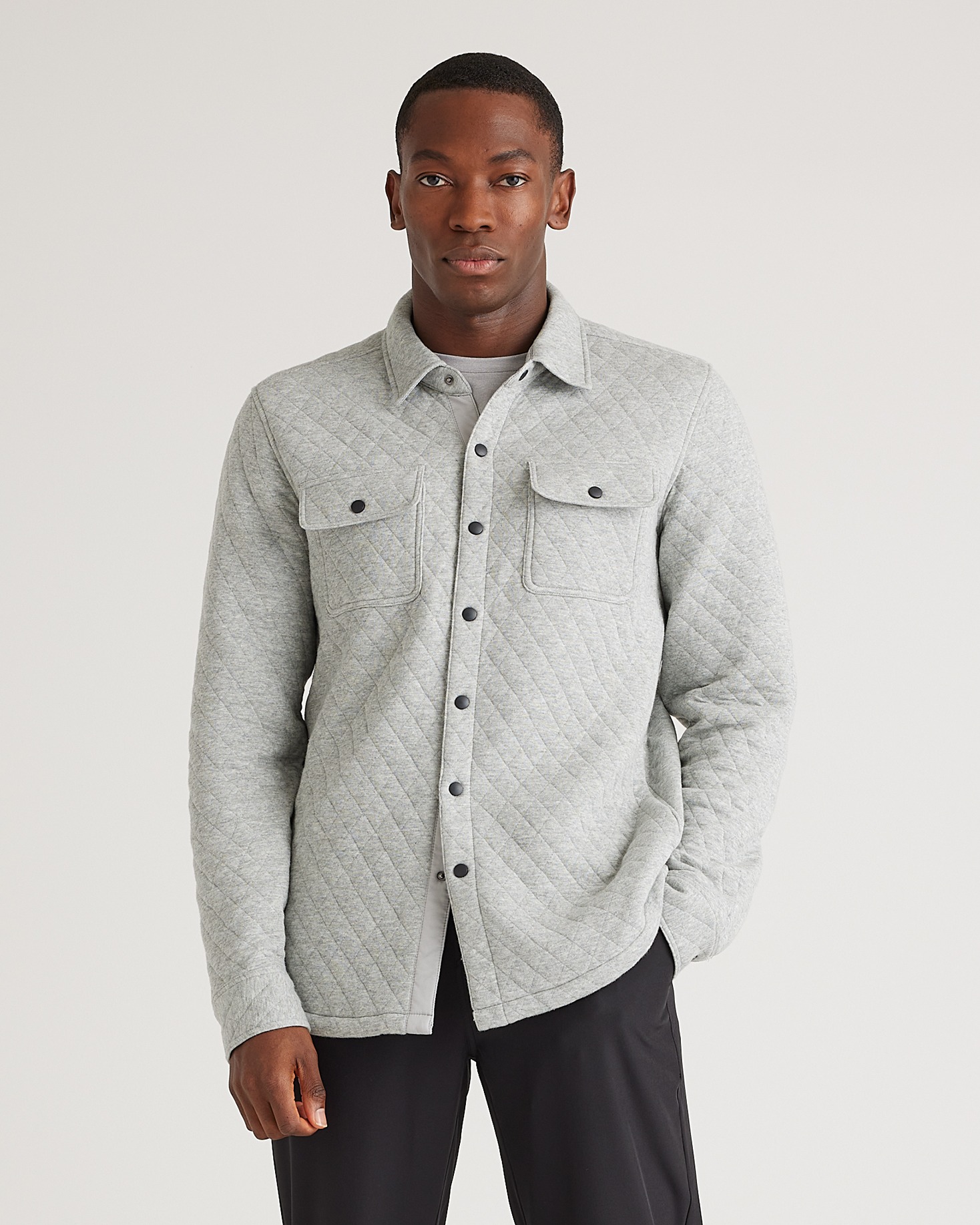 Shop Quince Men's Quilted Cpo Overshirt In Light Heather Grey