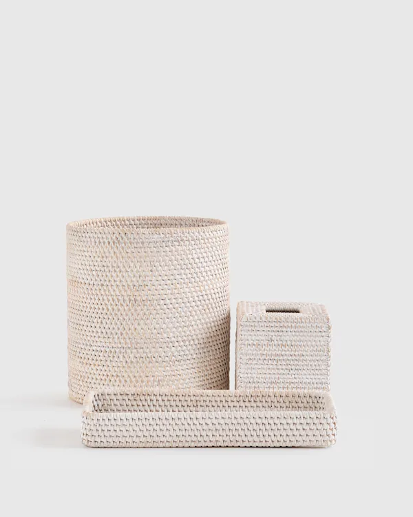 Handwoven Rattan Bathroom Accessories Set
