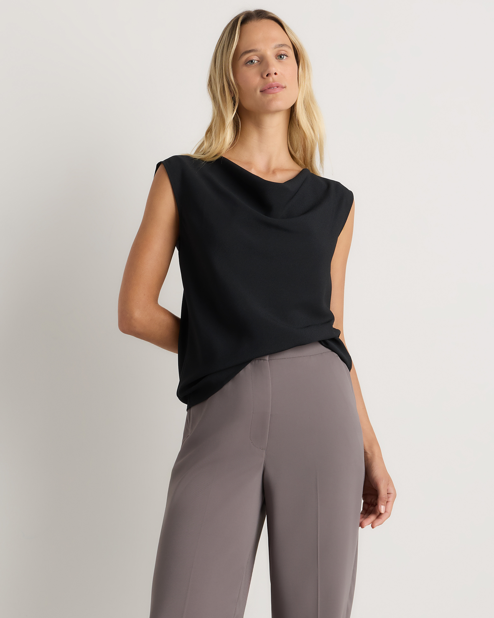 Draped Matte Cowl Neck Tank