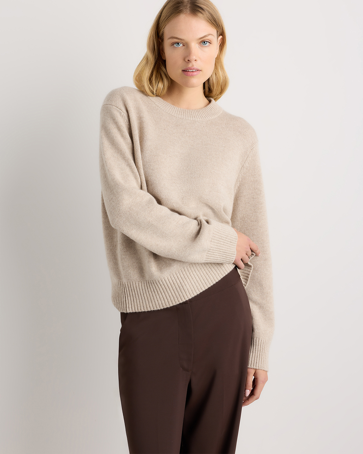 Mongolian Cashmere Oversized Crewneck Sweater