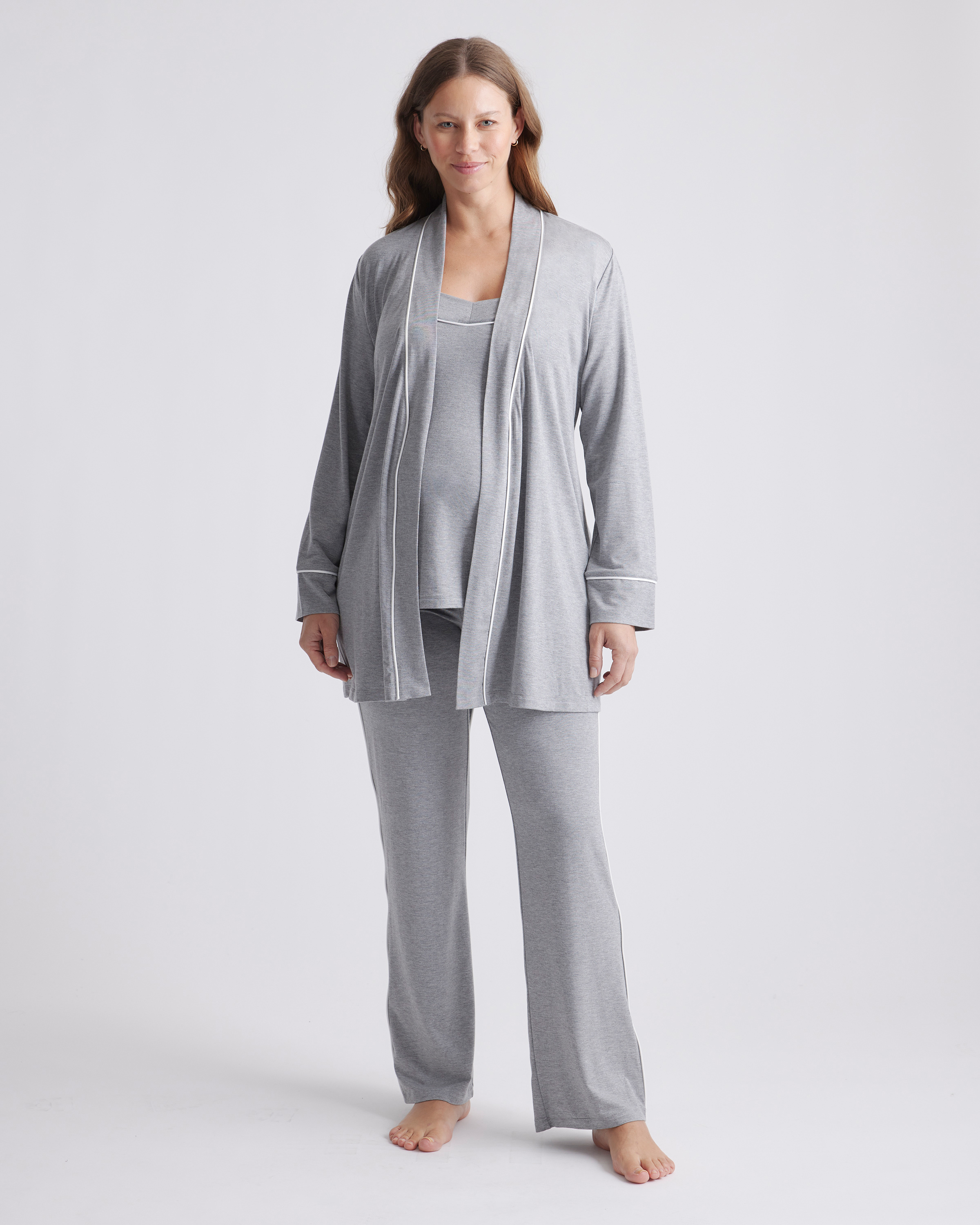 Full Sleeve Maternity and Nursing Bamboo/Cotton Pajama Set - Lavender