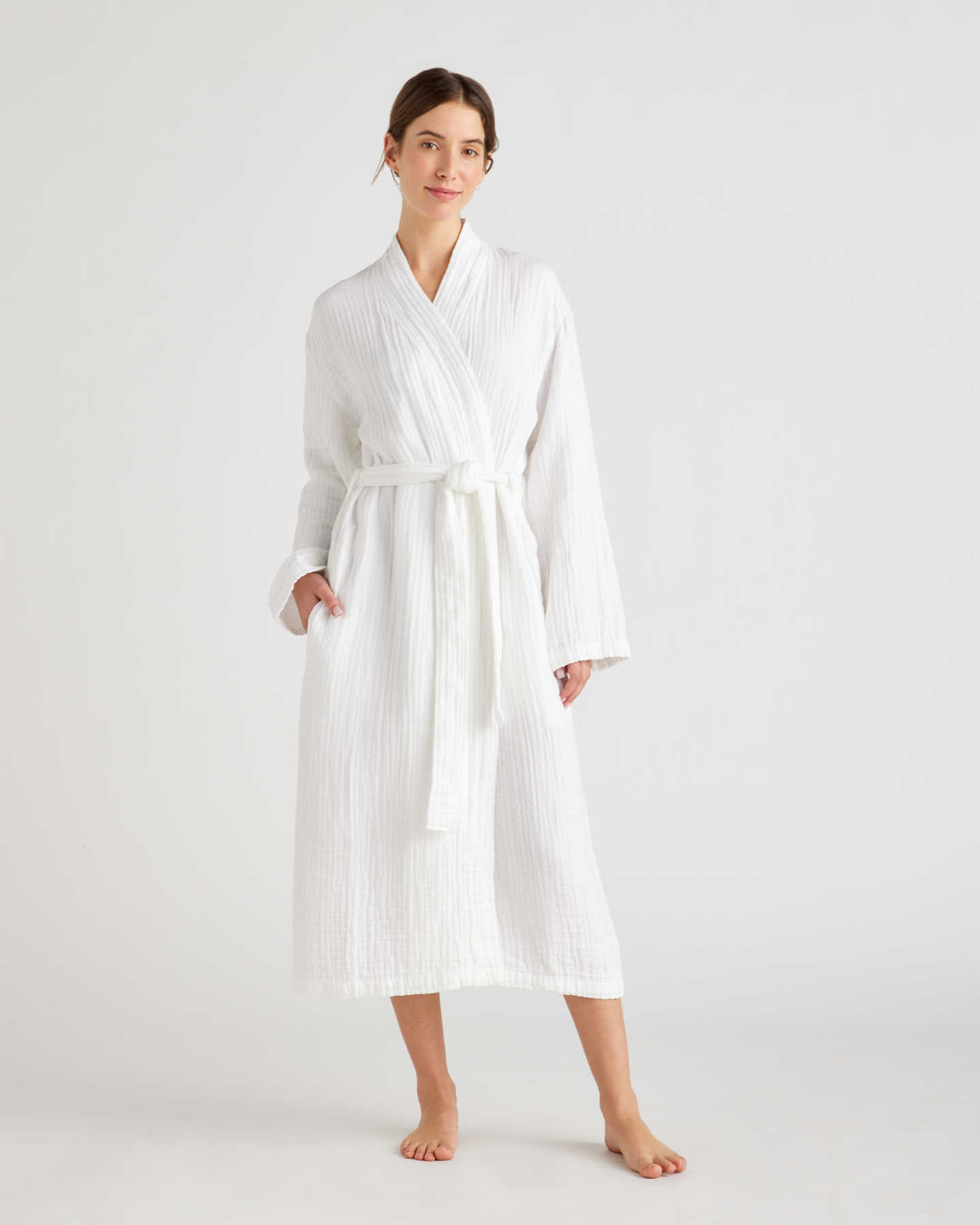 Organic Turkish Cotton Gauze Robe - White