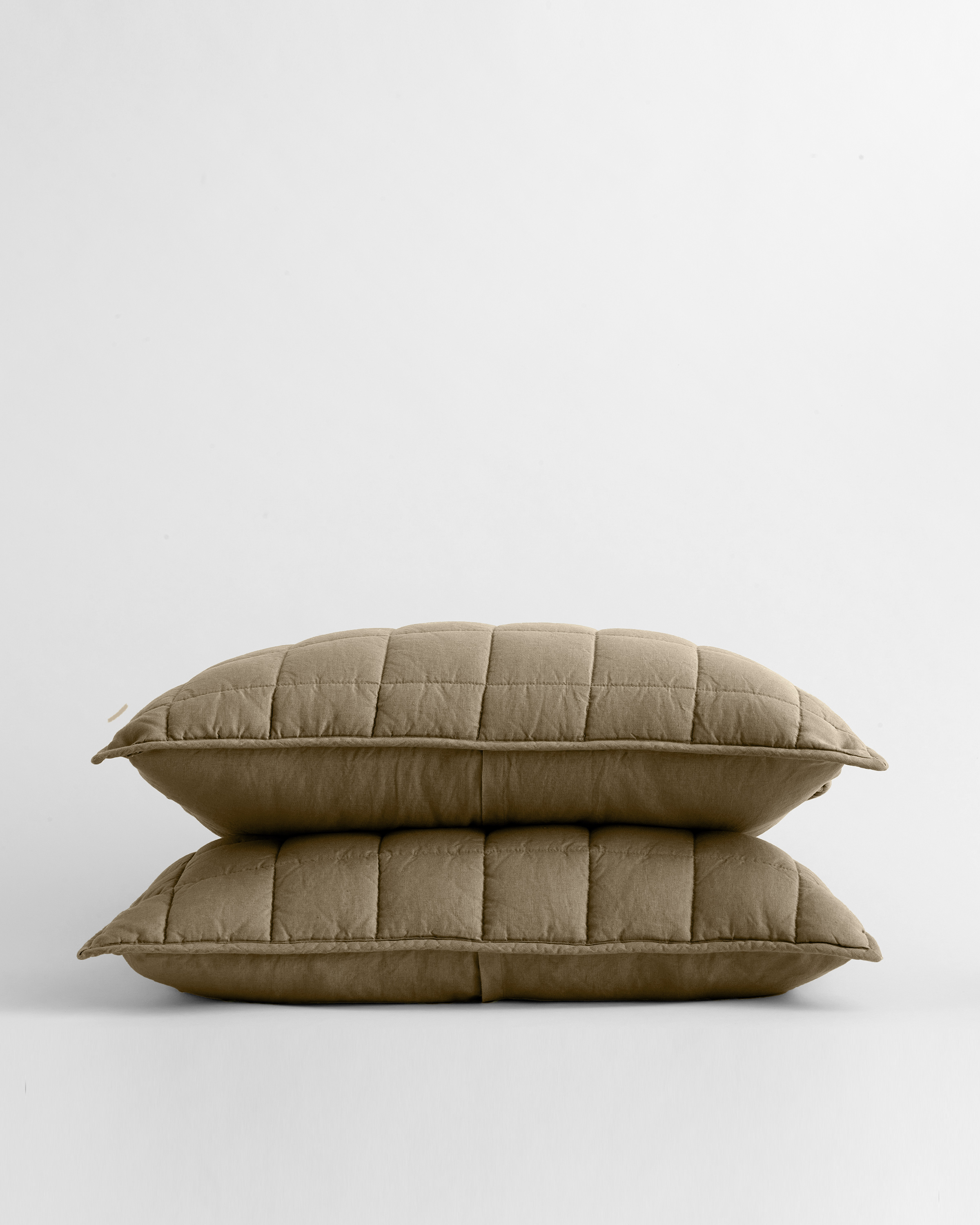 Quince European Linen Quilted Sham Set In Aloe