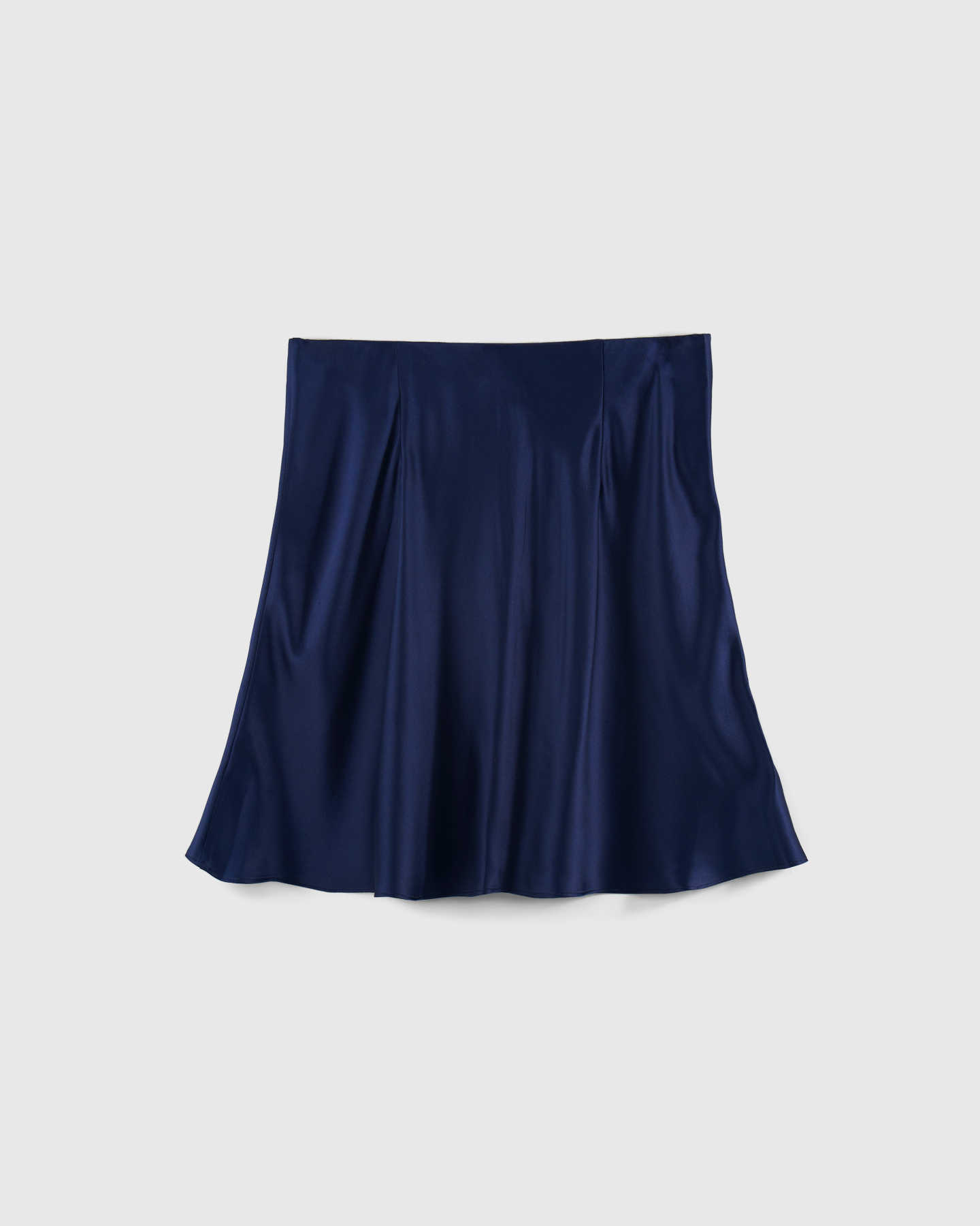 Washable Silk Mini Skirt  - Navy