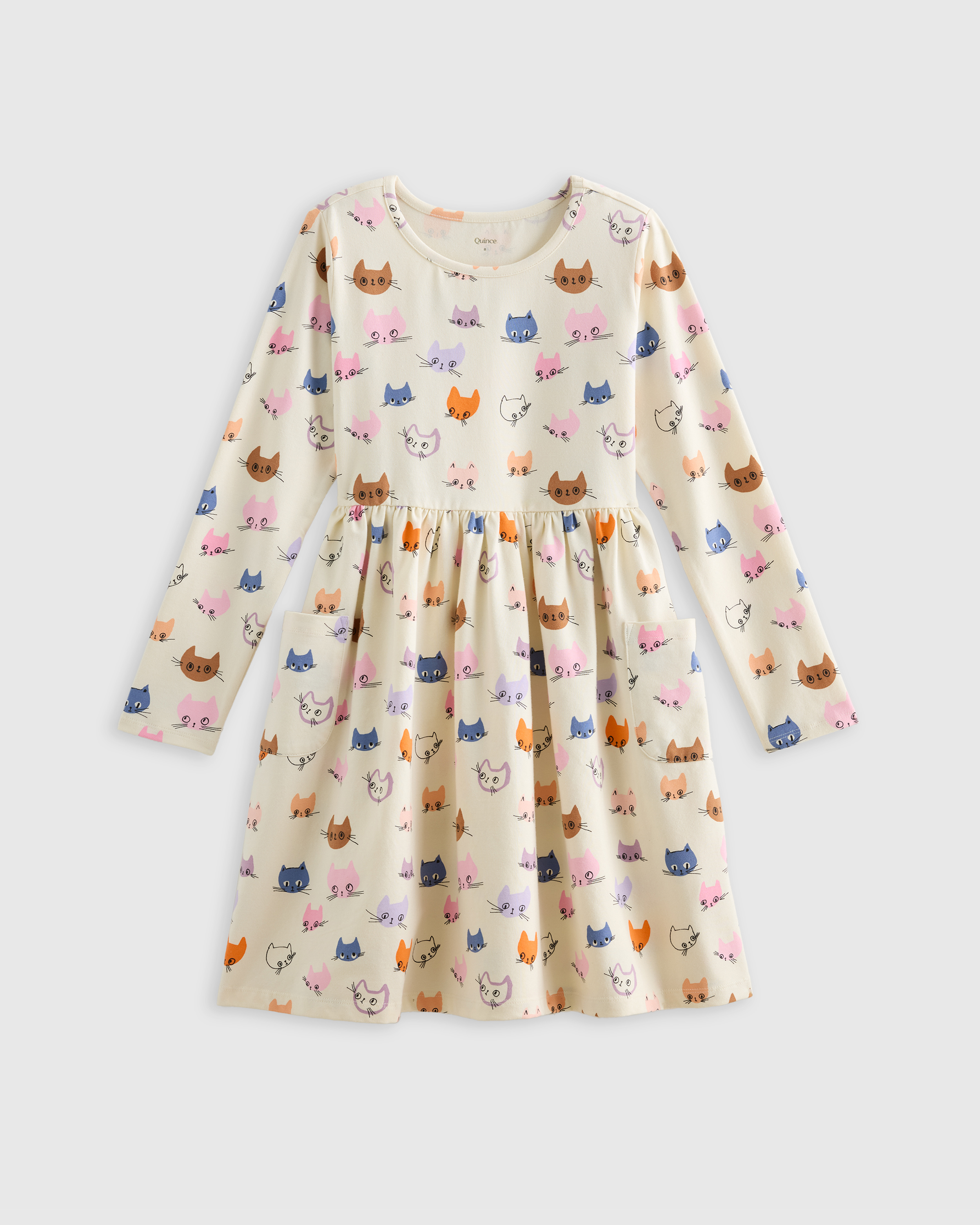 Organic Cotton Long Sleeve Fit and Flare Pocket Dress 