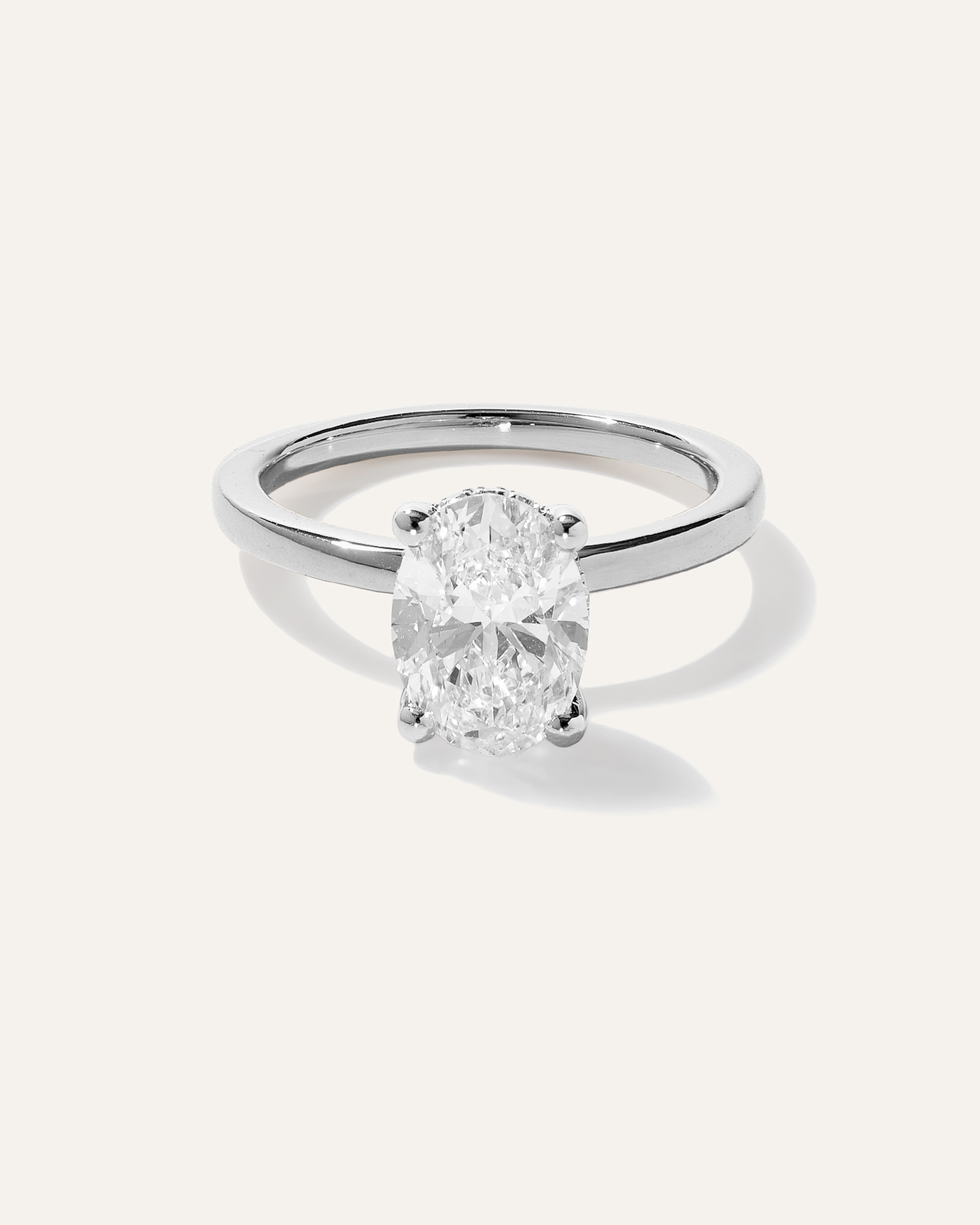 Lab Grown Diamond Oval Petite Hidden Halo Engagement Ring - 2ct