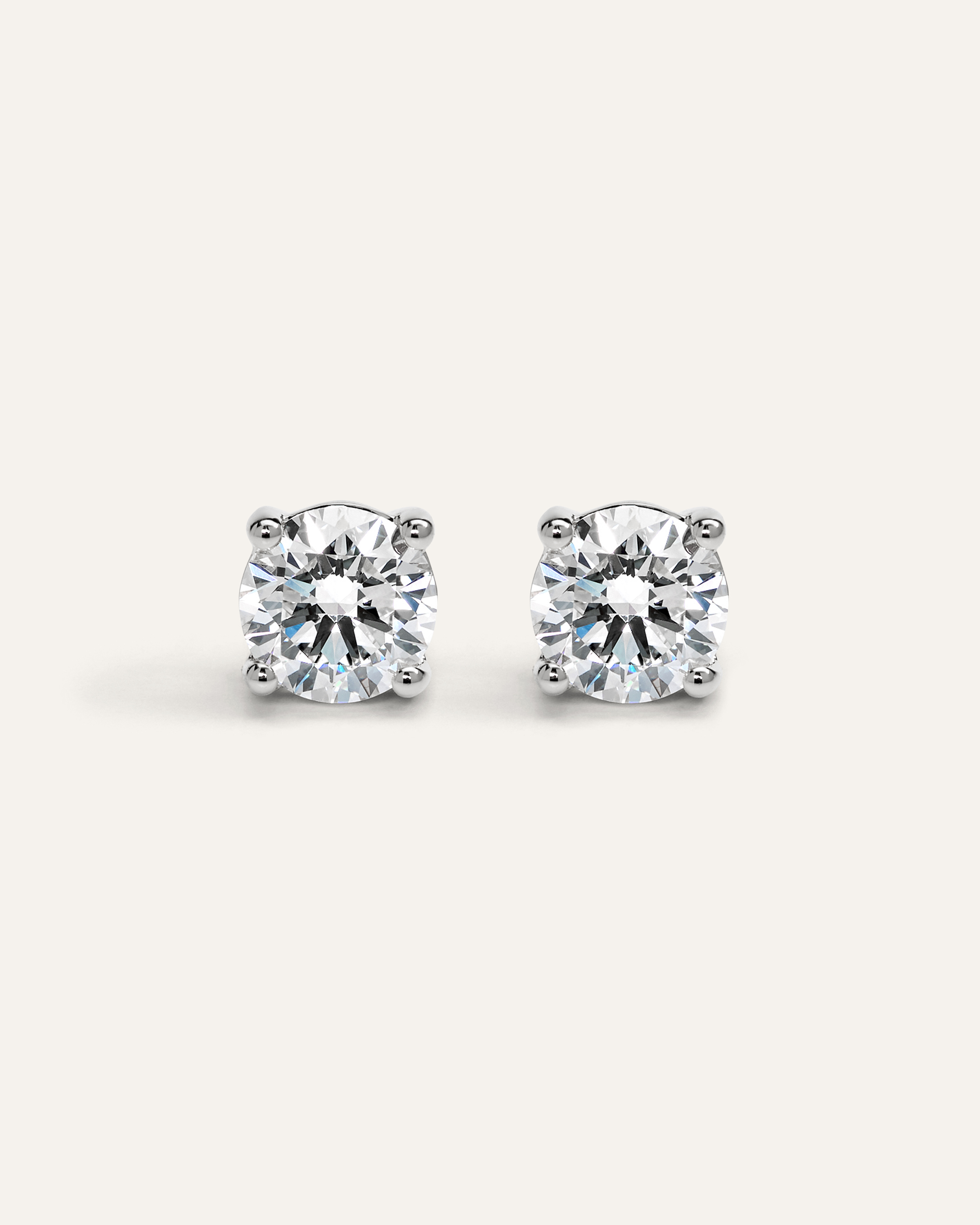 14K Gold Lab Grown Diamond Four-Prong Solitaire Studs - 4ctw