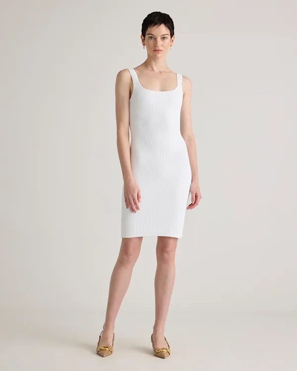 Square Neck Ribbed Knit Mini Dress