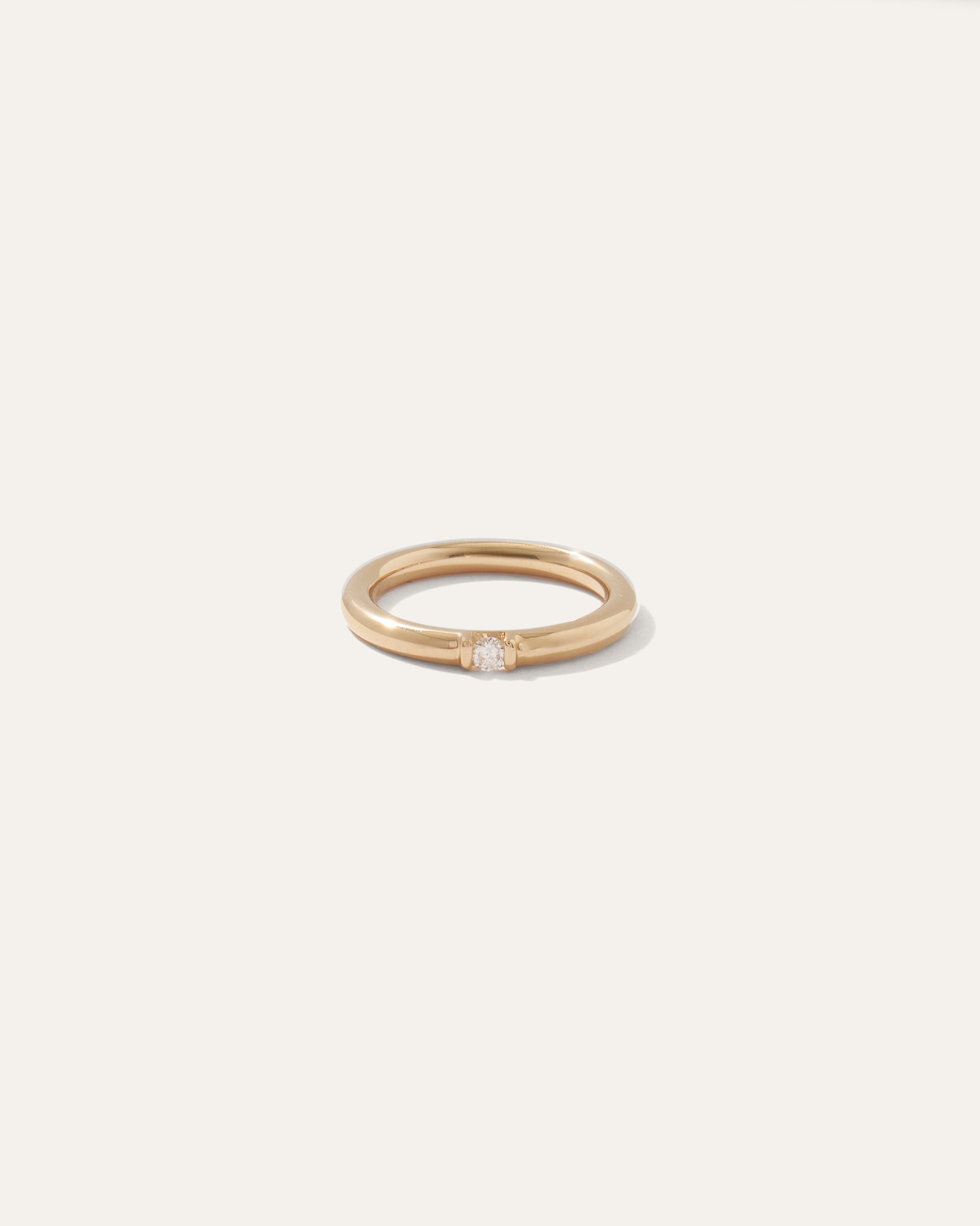 Quince Women's 14k Gold Solo Diamond Tube Ring In Yellow Gold