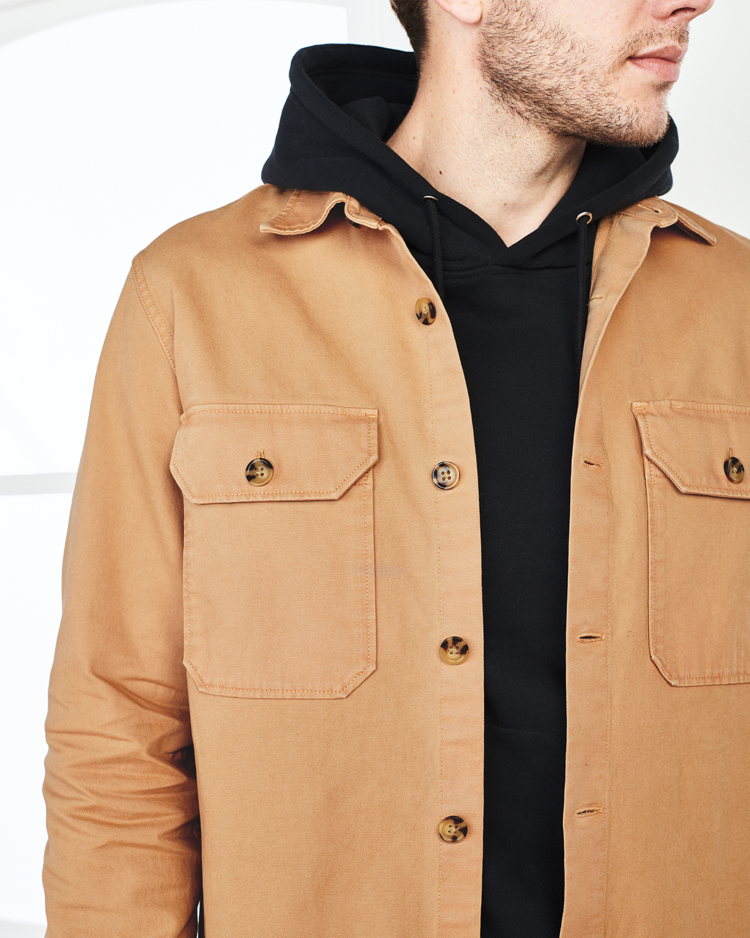 Double-brushed Stretch Overshirt Jacket