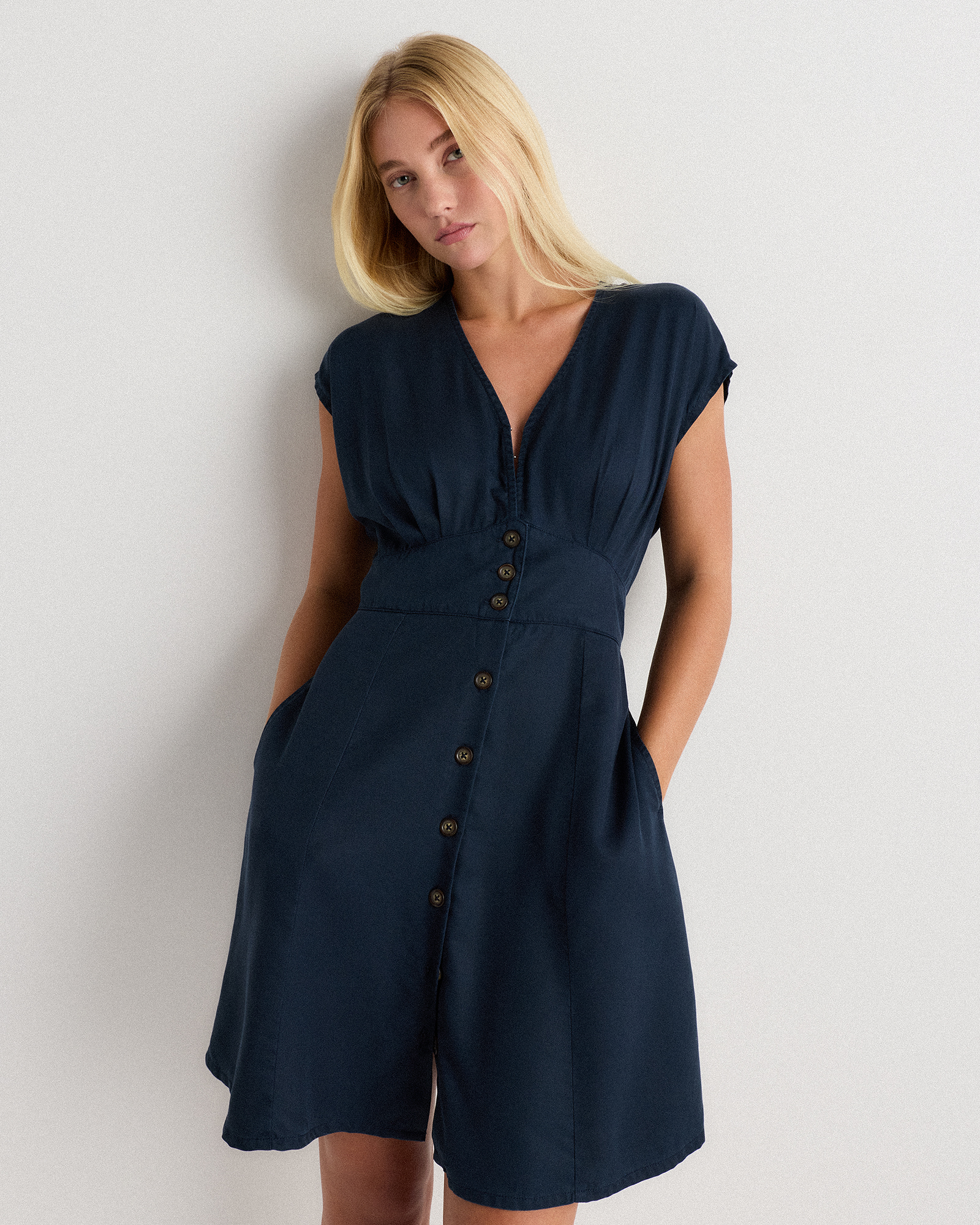 Vintage Wash Tencel Button Front Dress