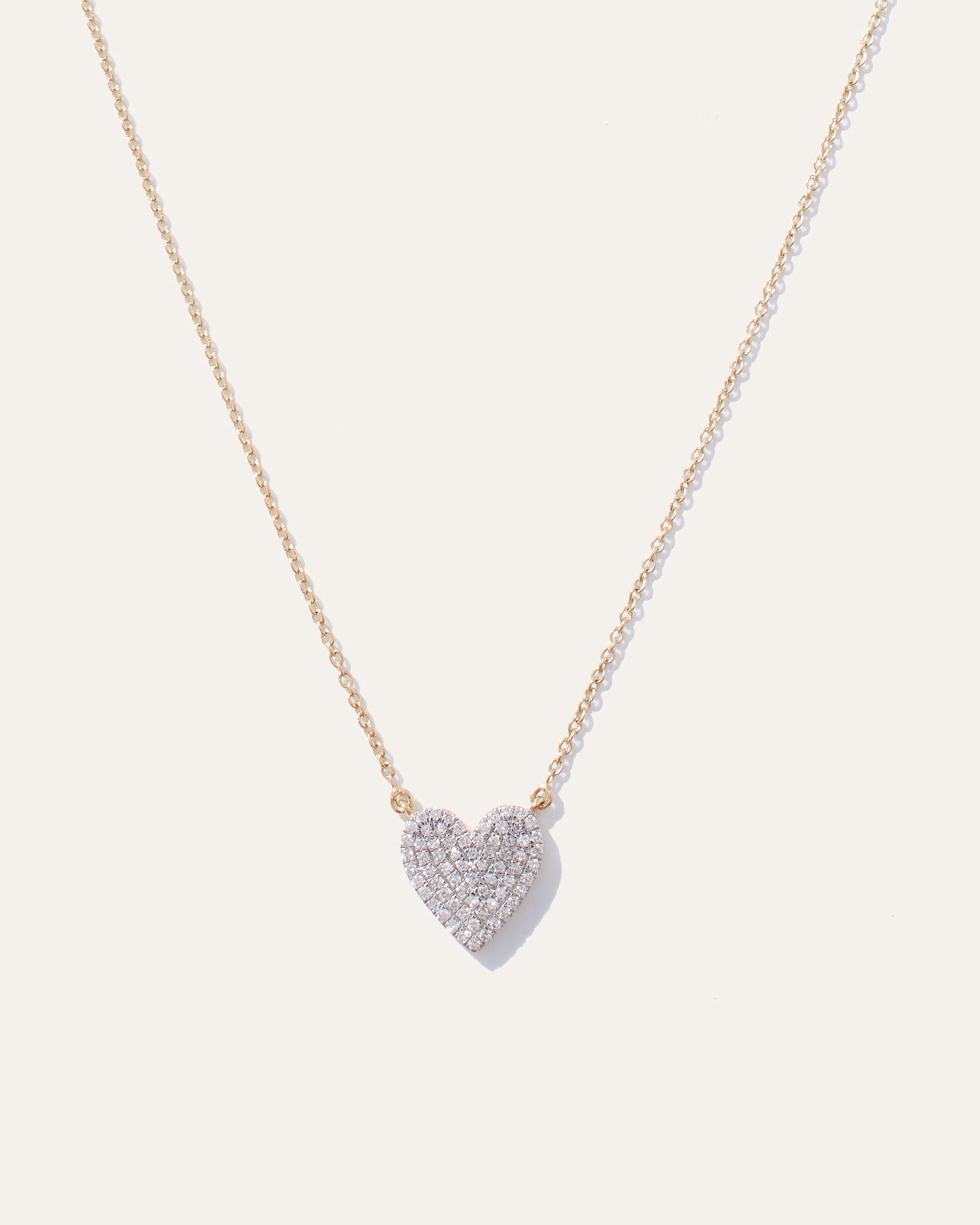 14K Gold Pave Diamond Heart Necklace