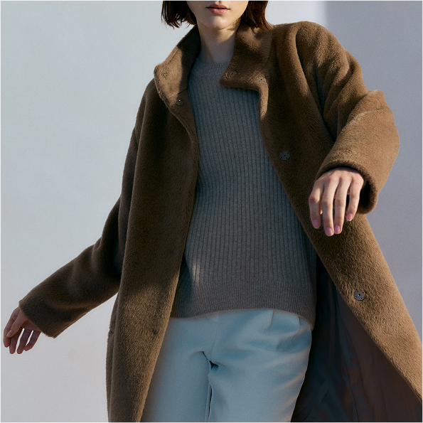 Alpaca-Wool Stand Collar Coat