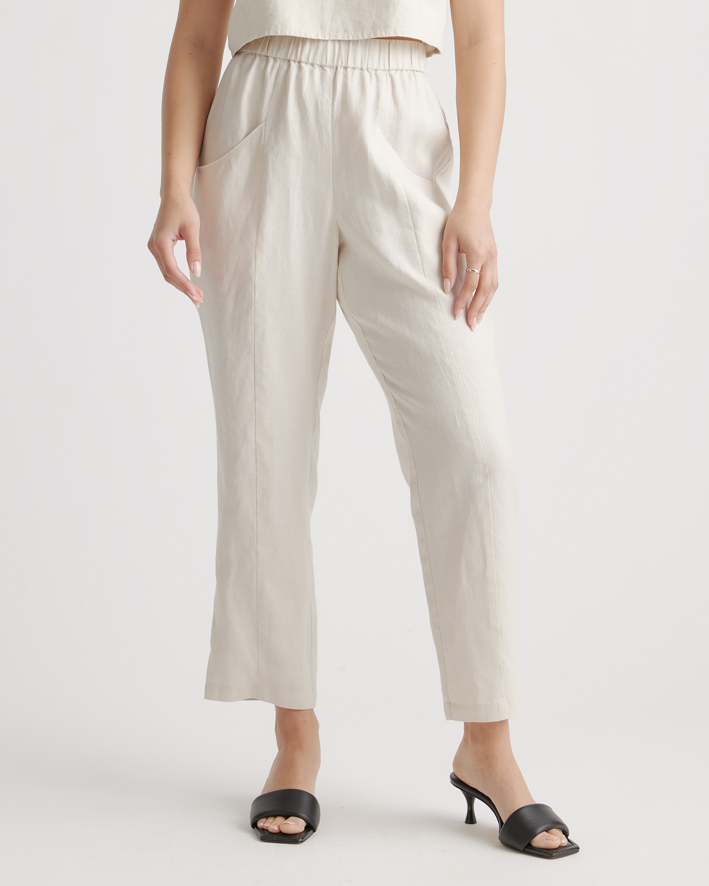 Quince Women's 100% European Linen Tapered Ankle Pants In Sand