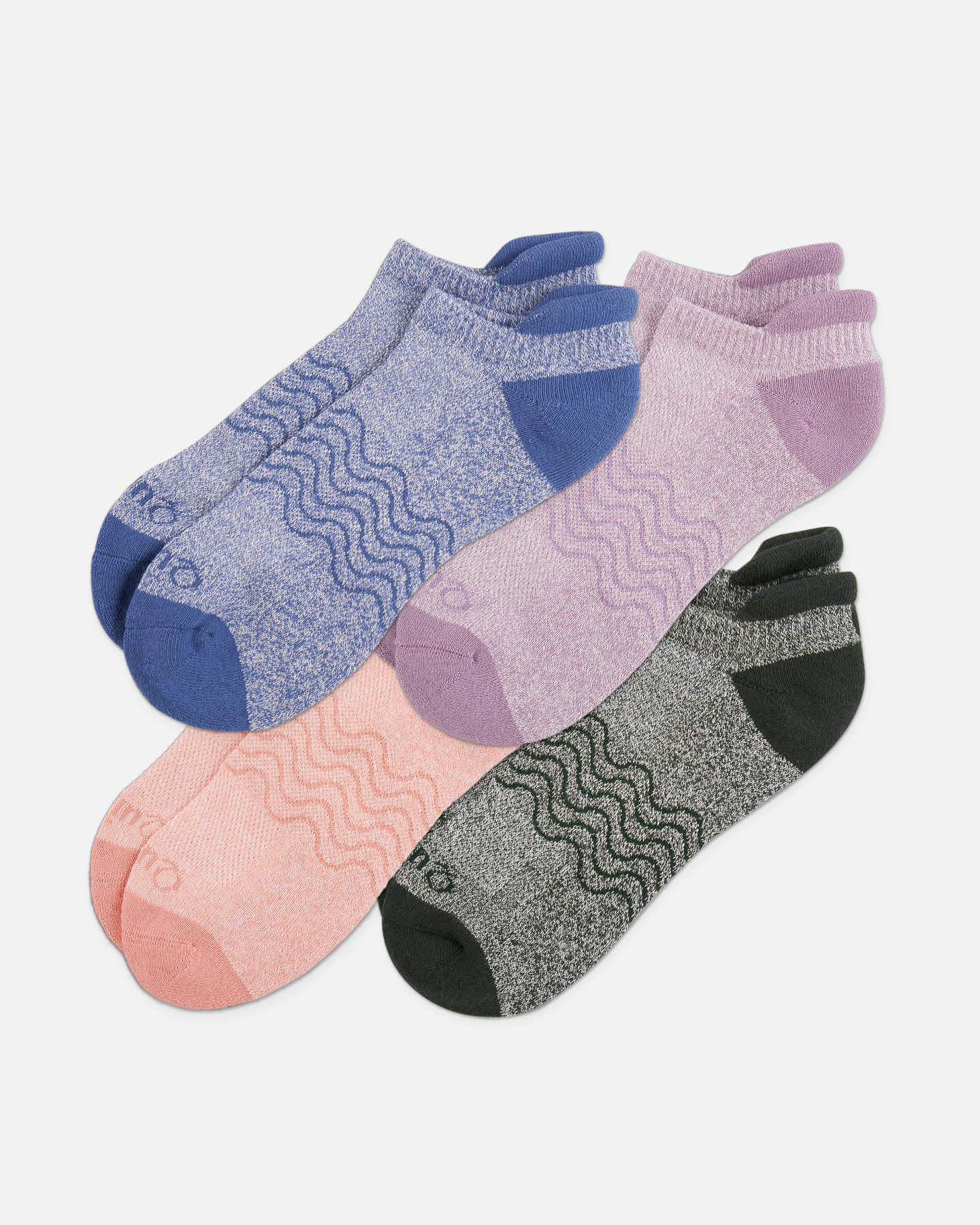 Organic Colorblock Marl Ankle Socks (4-pack) - Pink/Blue/Purple Mix - 0 - Thumbnail