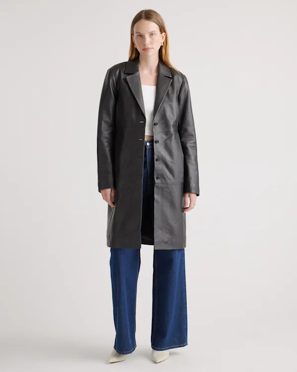 100% Leather Trench Coat