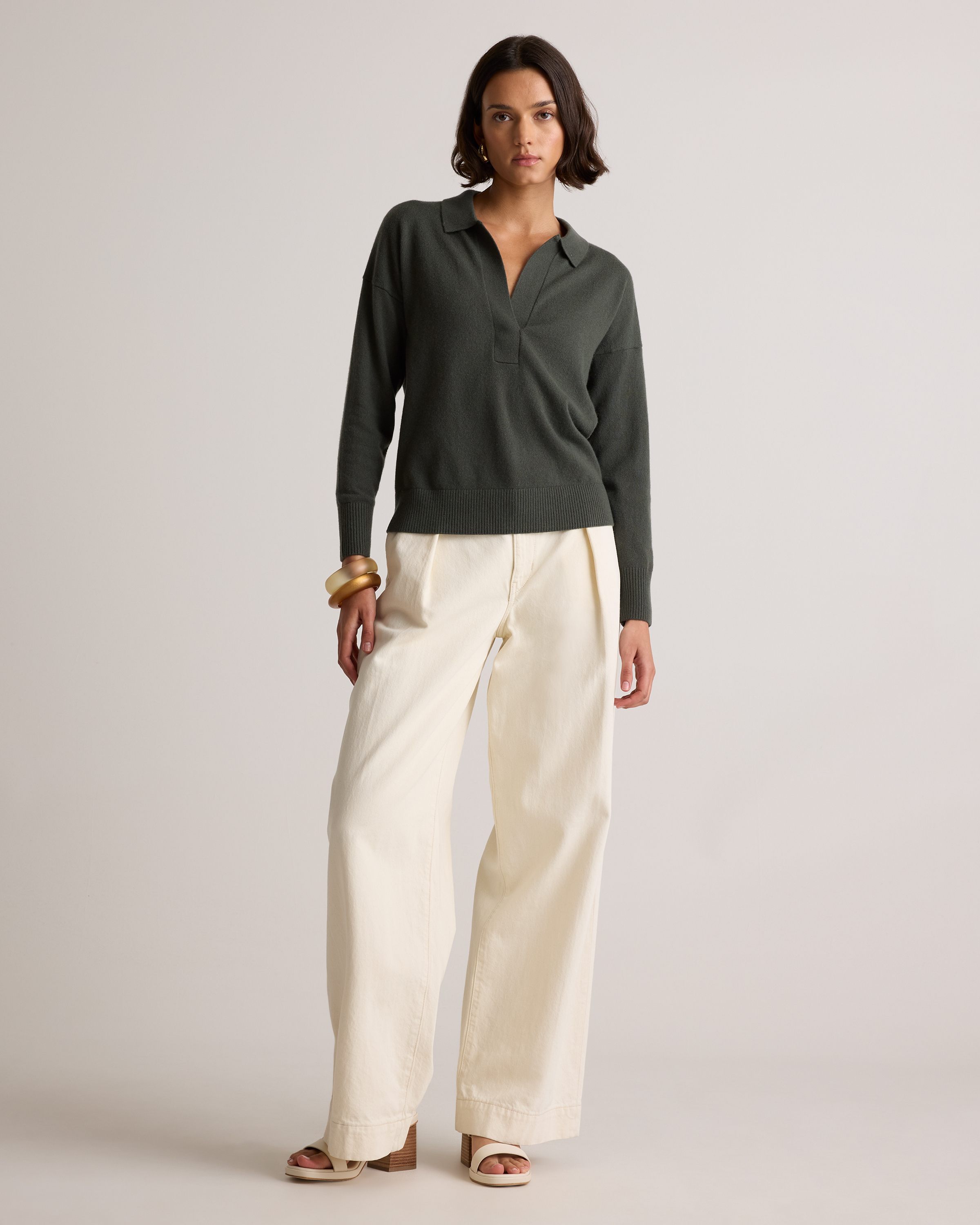 Women's Mongolian Cashmere Polo Sweater