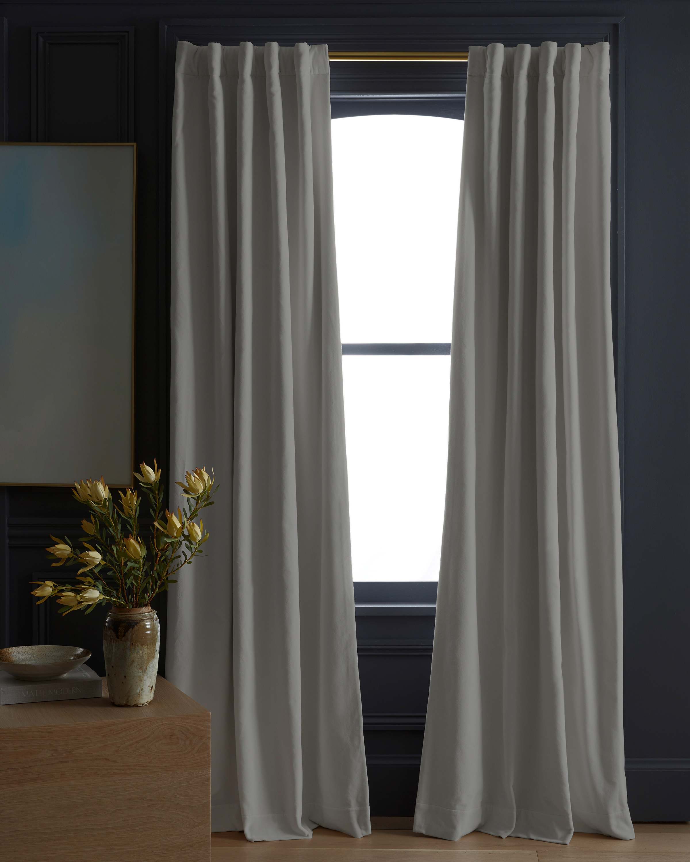 Cotton Velvet True Blackout Curtain - Camel, 48x108