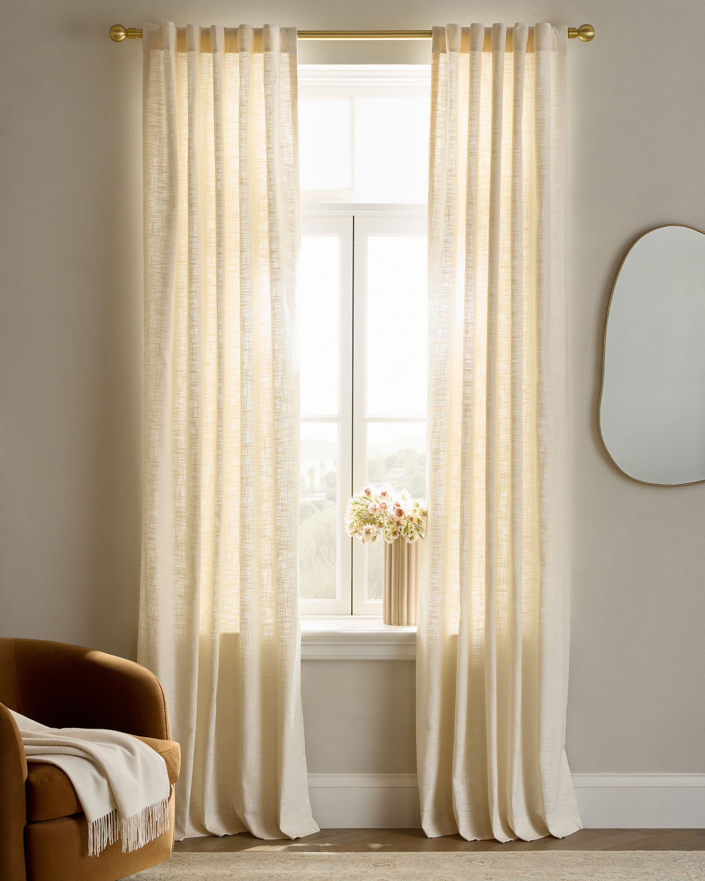 Textured Cotton Curtain - Blue
