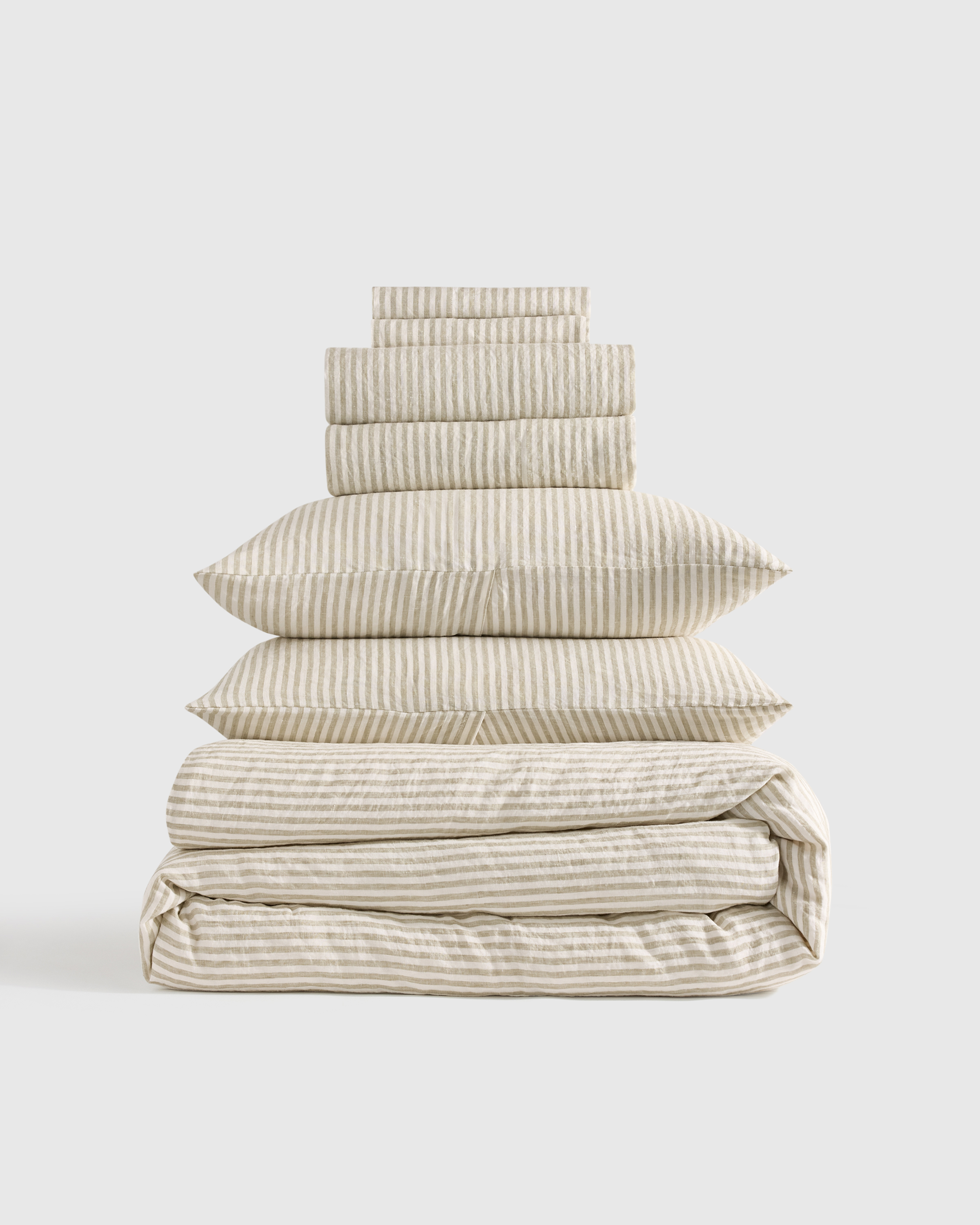 European Linen Stripe Deluxe Bedding Bundle