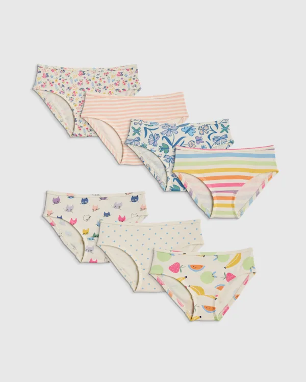 Girls 100% Organic Cotton Hipster 7-pack 
