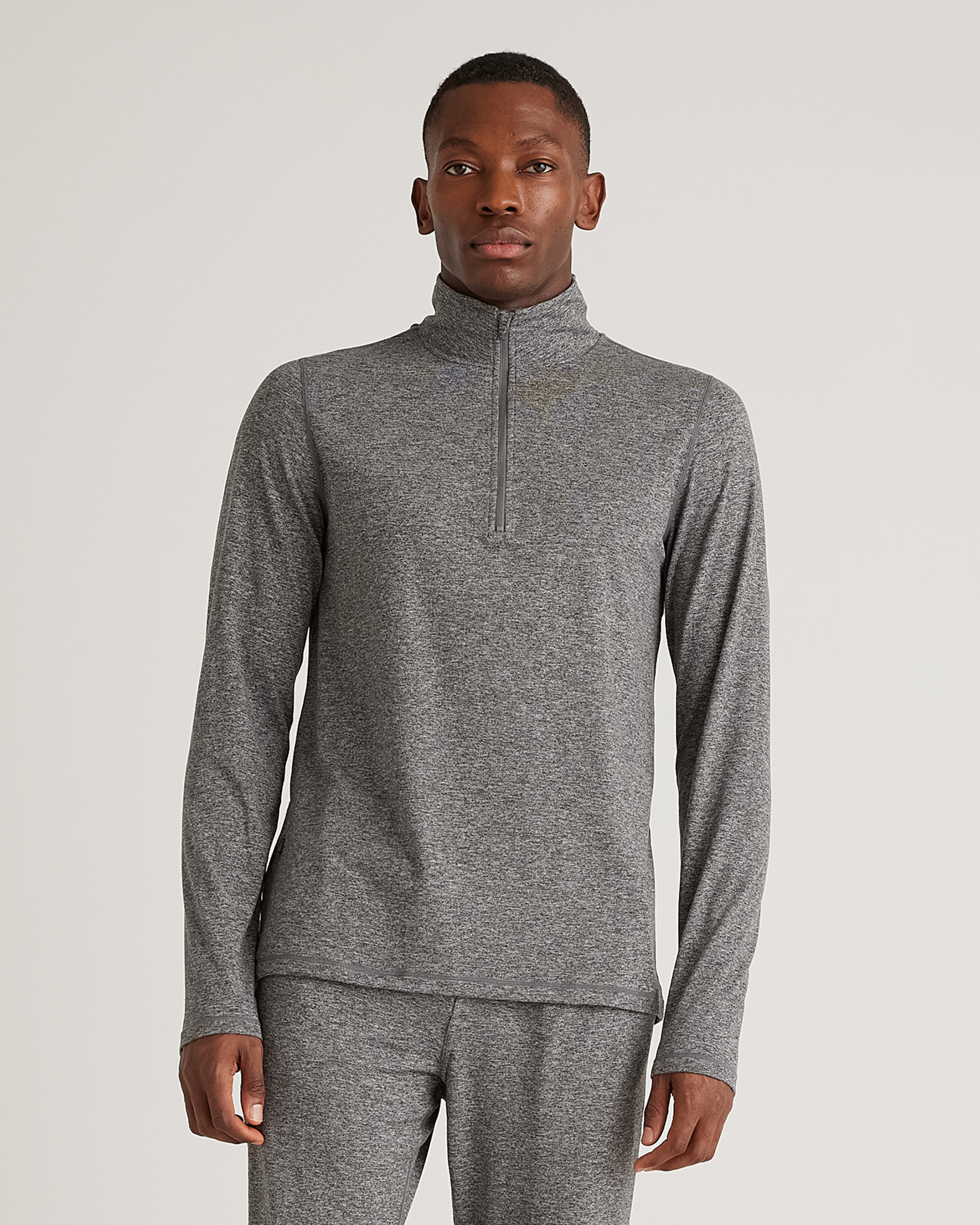 Shop Quince Men's Super Soft Performance Half-zip Pullover In Heather Grey