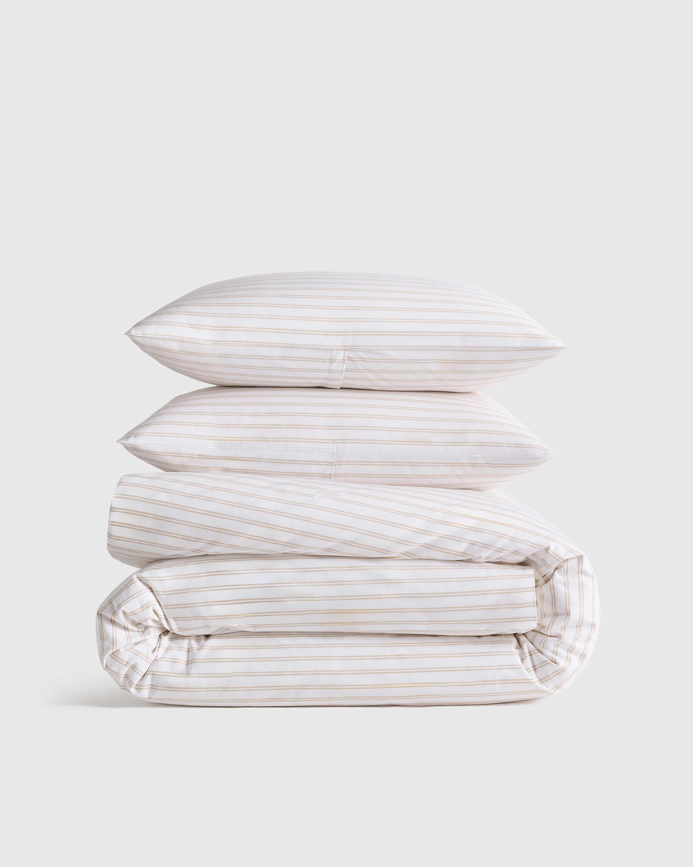 Classic Organic Percale Double Stripe Duvet Cover Set