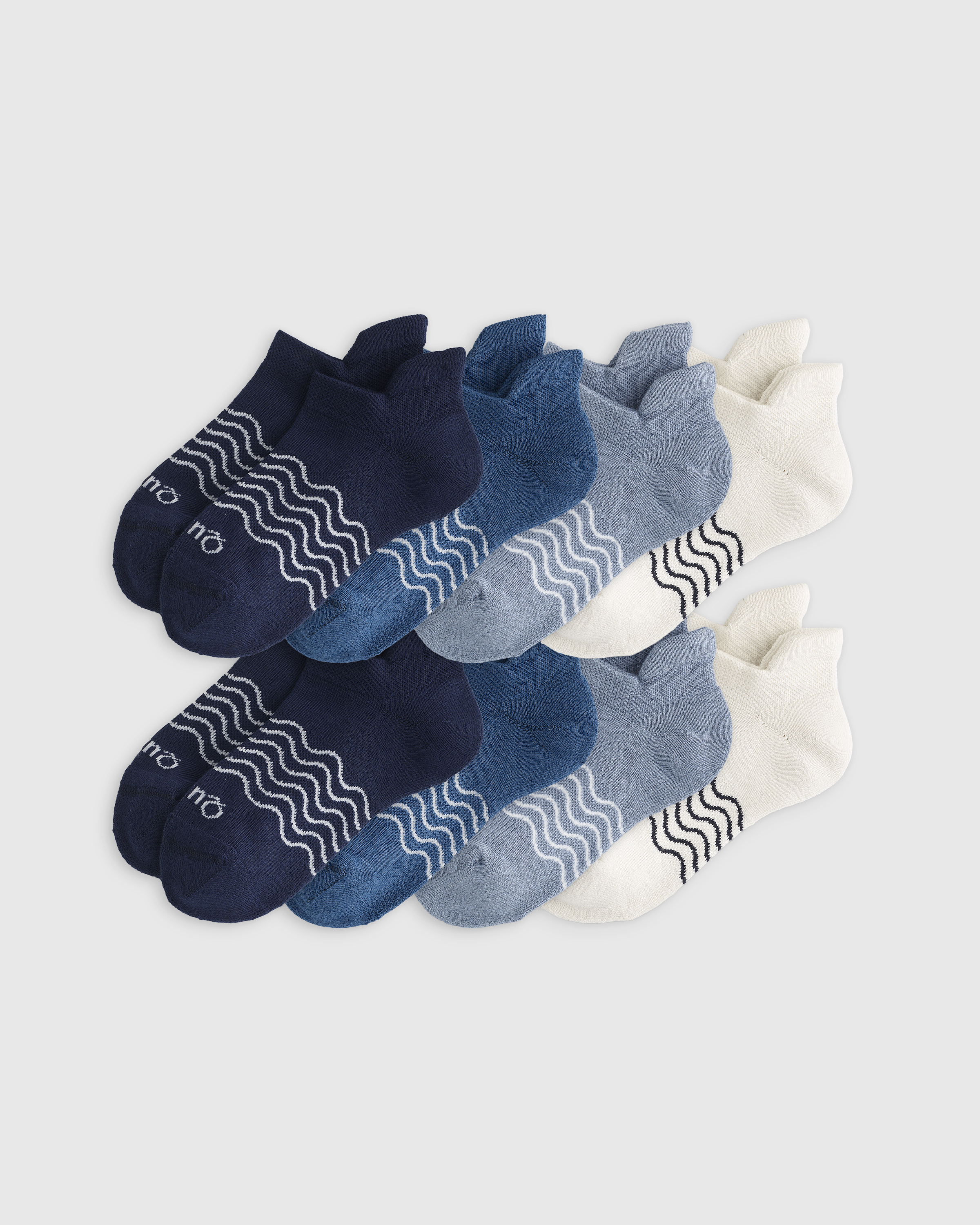 Shop Quince Ankle Socks 8-pack In Light Blue/bright Blue/navy Marl