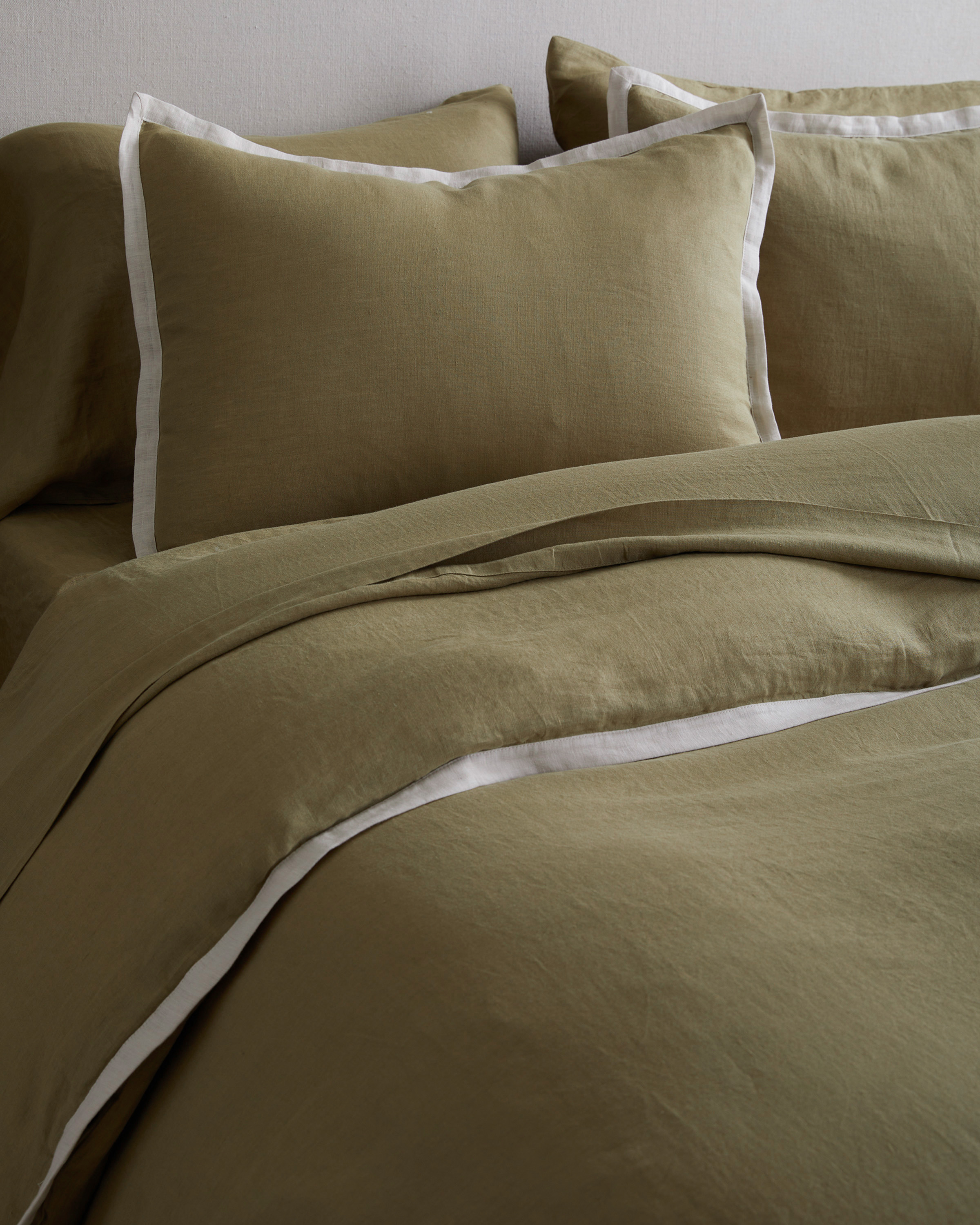 European Linen Contrast Flange Duvet Cover Set - thumbnail 5