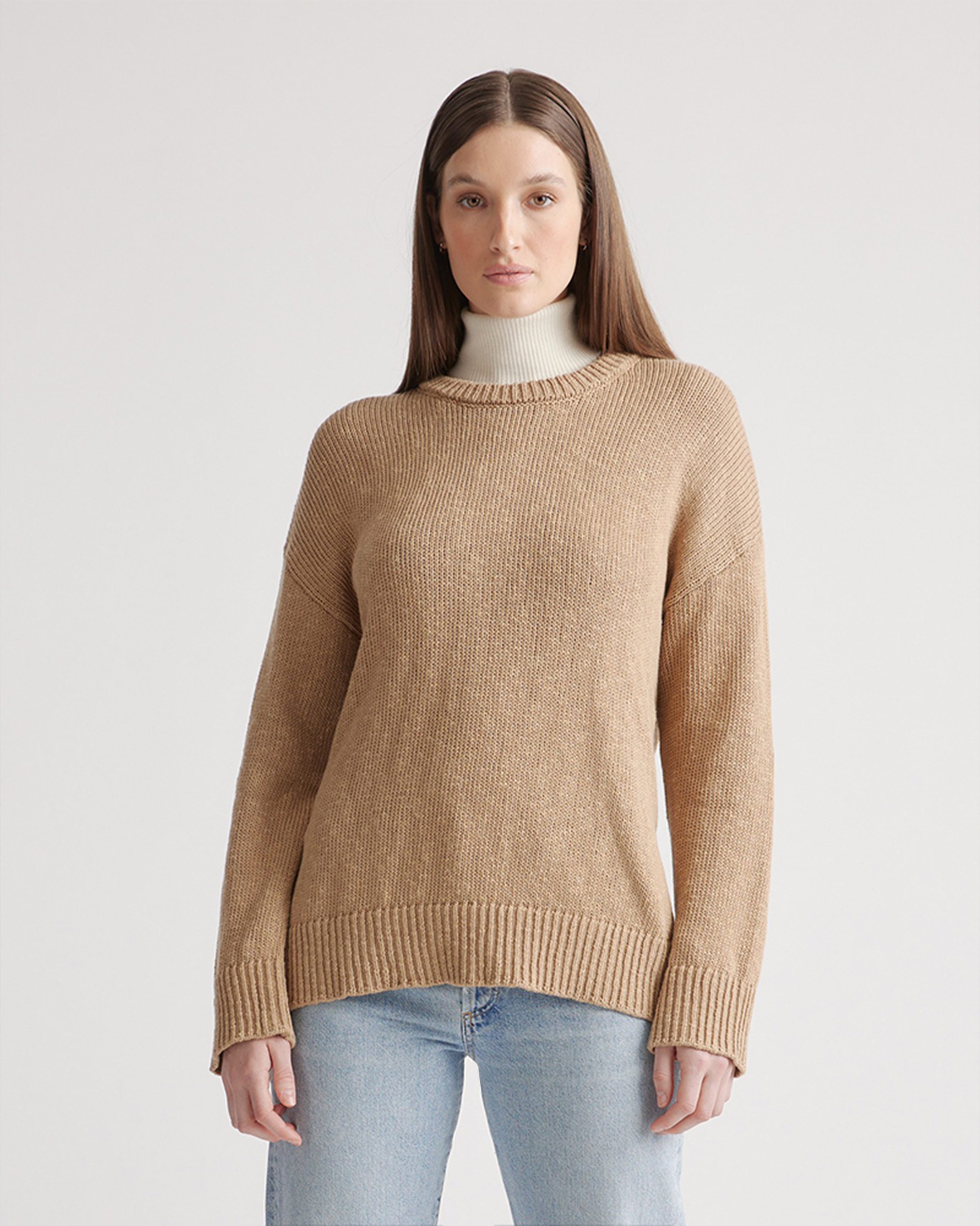 Cotton Linen Oversized Crew Sweater