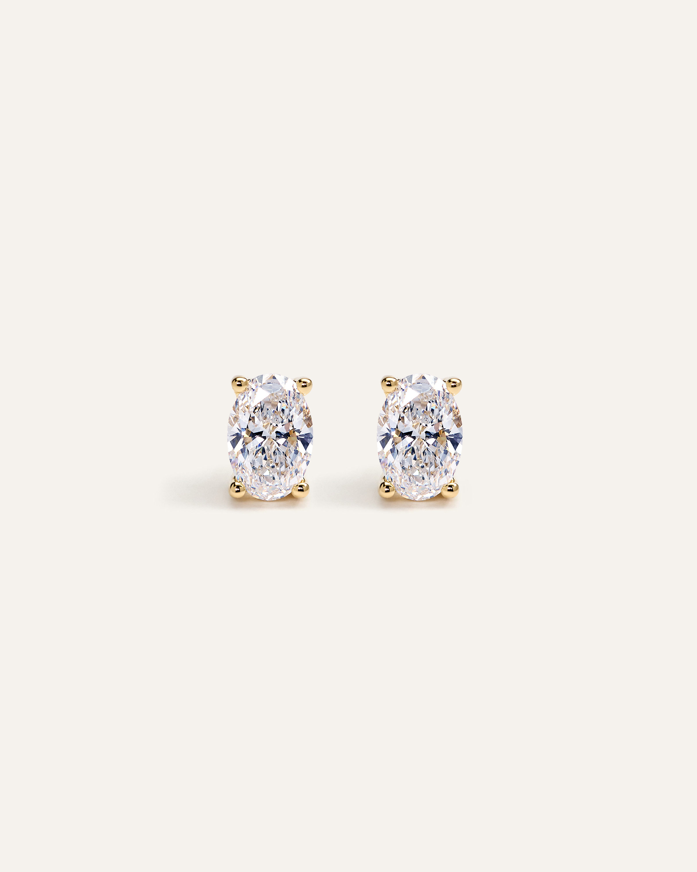 14K Gold Lab Grown Diamond Oval Solitaire Studs - 1ctw