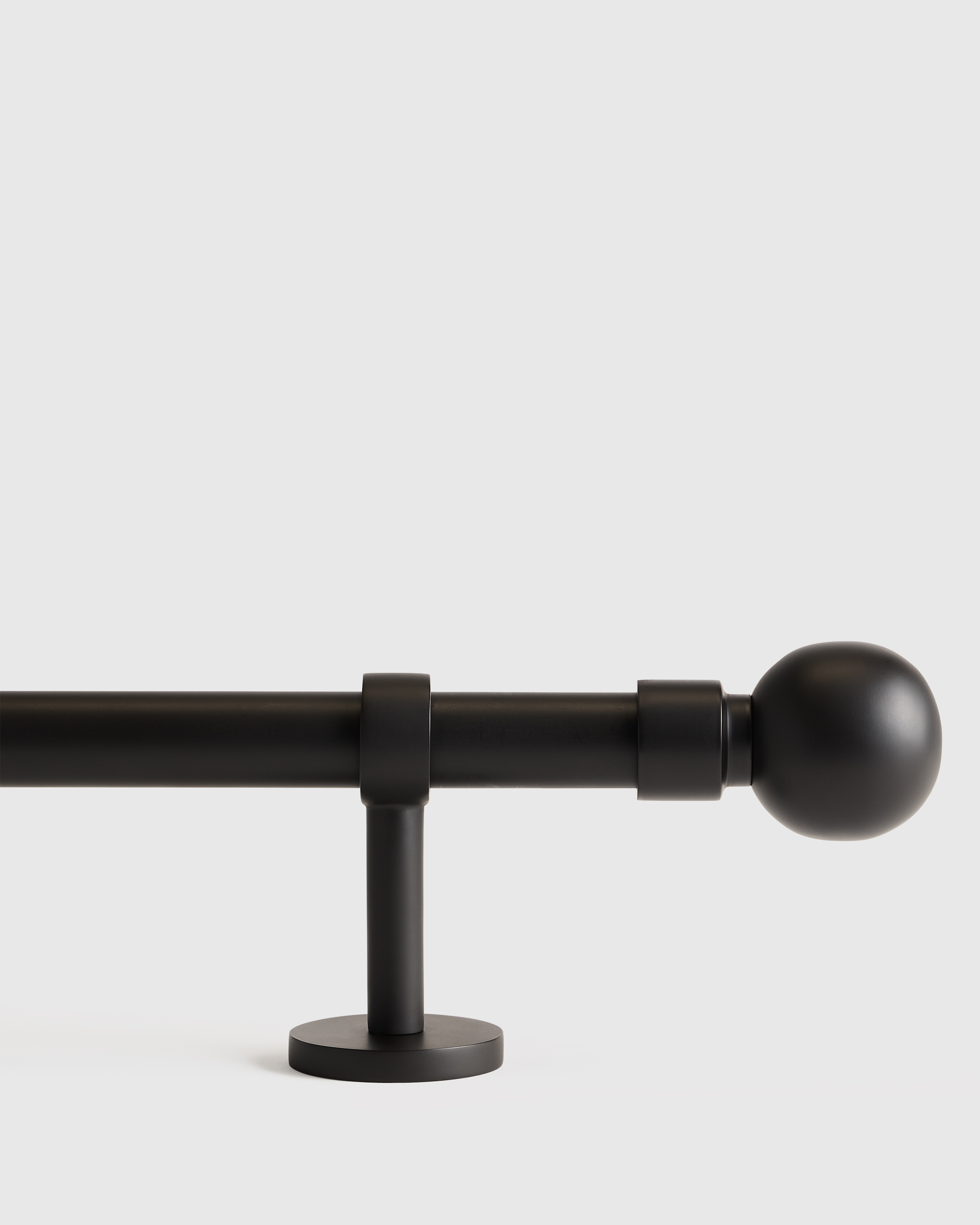 Solid Brass Curtain Rod Set with Ball Finial - Matte Black, 60"-108"