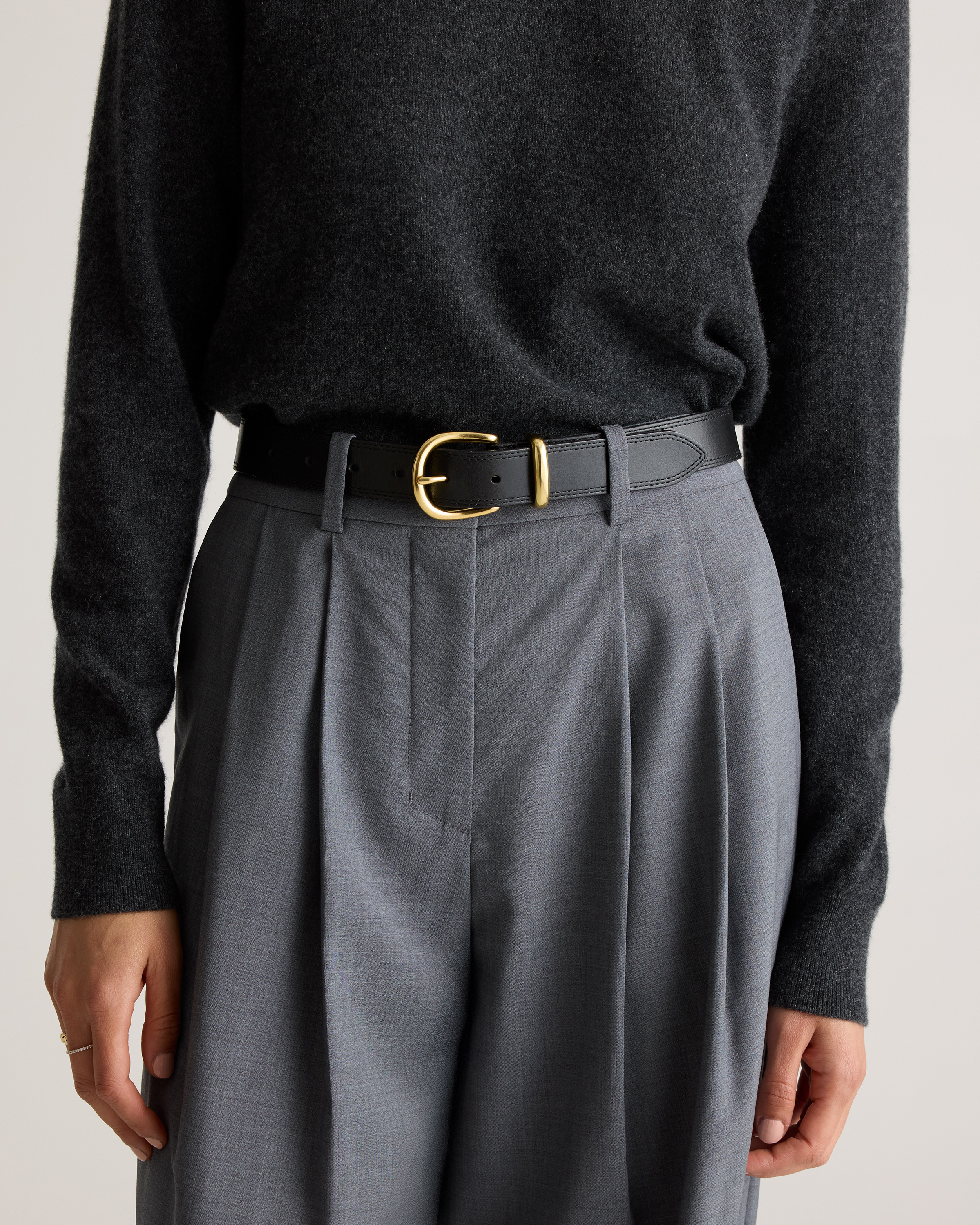 Allegra European Leather Belt in Black display picture 3