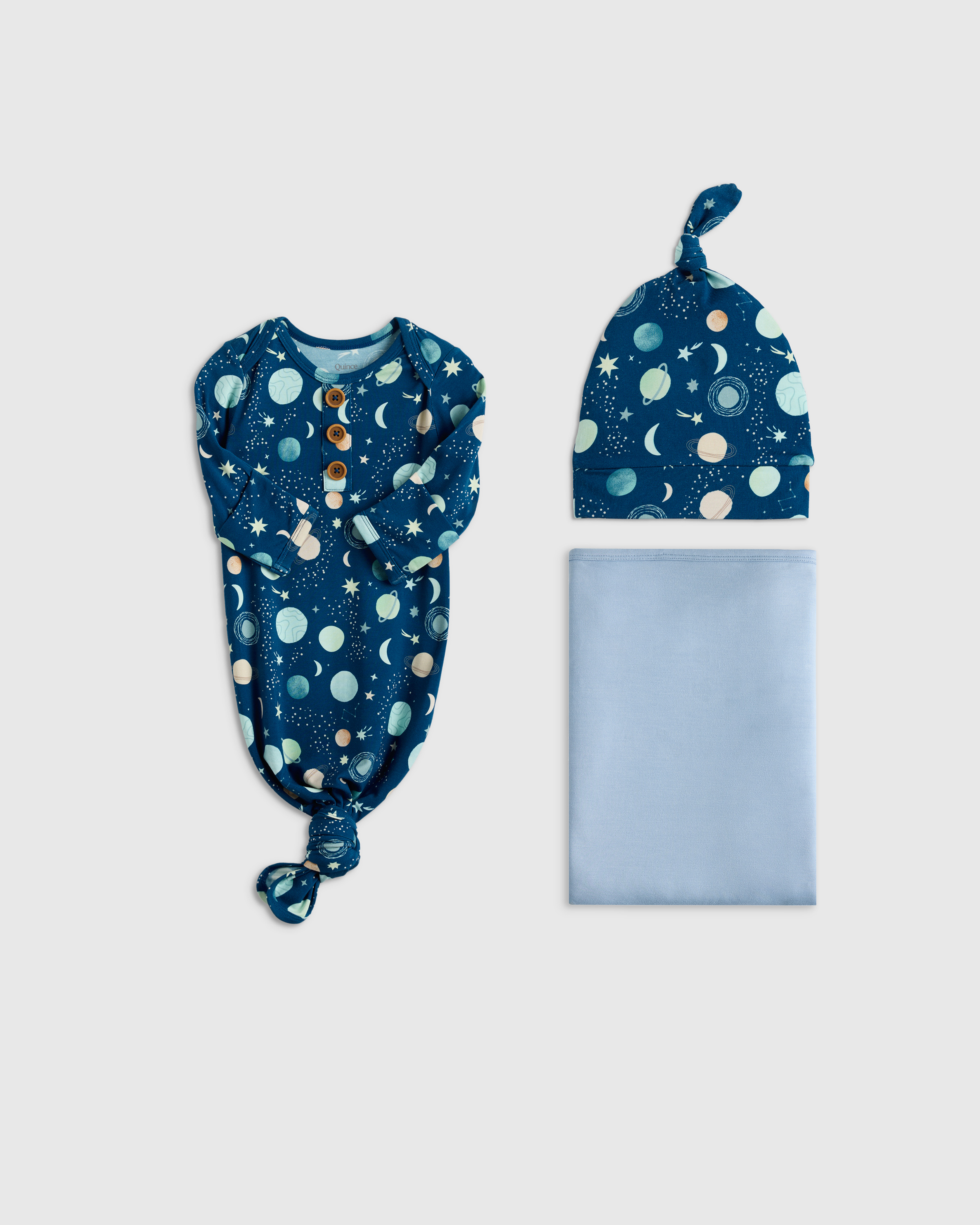 Bamboo Gown, Hat & Swaddle Set