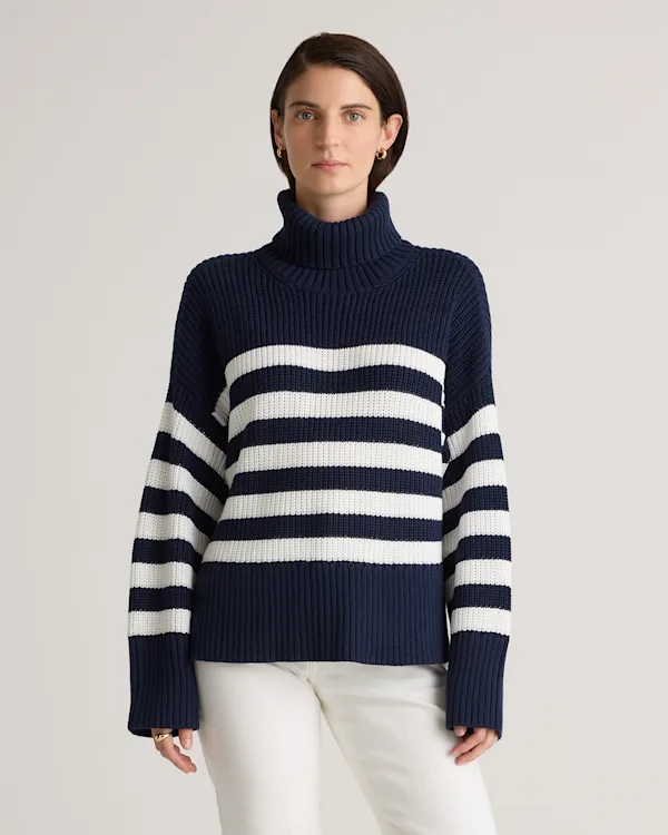 100% Organic Cotton Split Hem Turtleneck Sweater