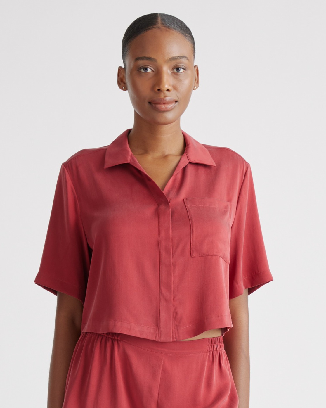 100% Washable Silk Pajama Button Up Top