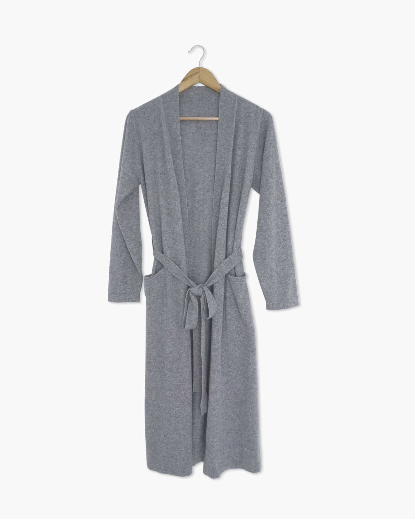 Cashmere robe womens from the front in grey