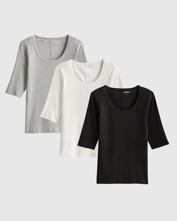Organic Cotton Micro-Rib Elbow Tee 3 Pack Bundle