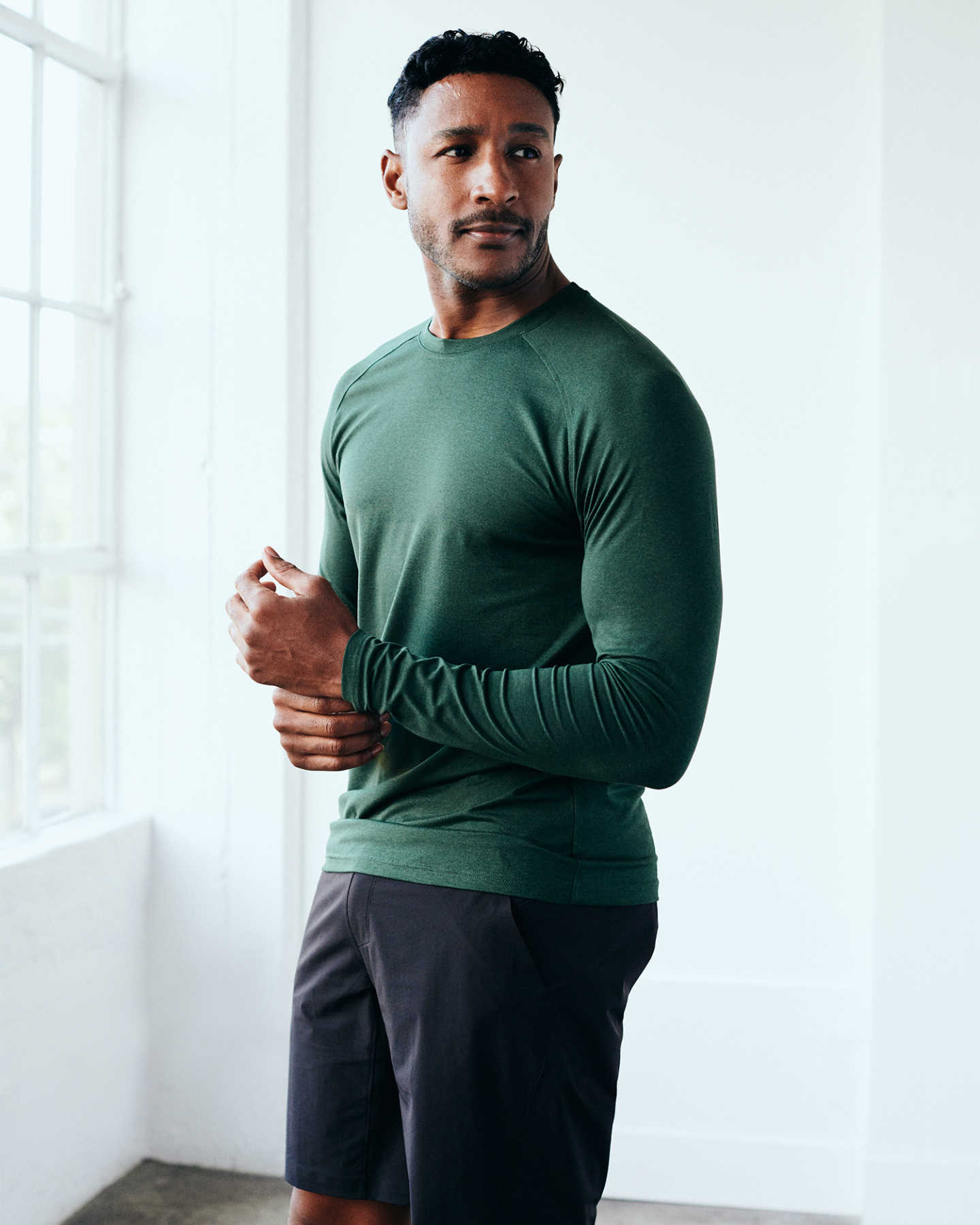 Flowknit Ultra-Soft Performance Long Sleeve Tee - Olive - 3 - Thumbnail