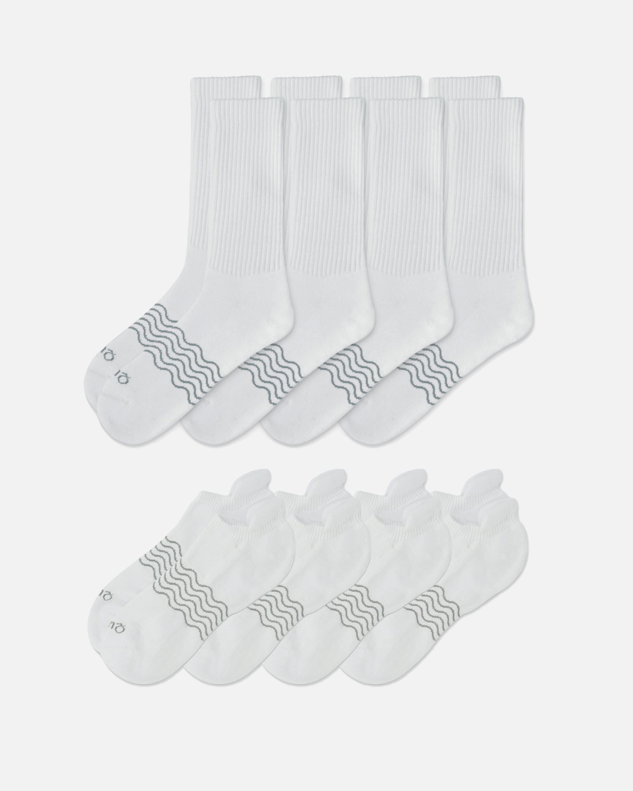 Quince Everyday Cotton Solid Ankle & Crew Socks In White