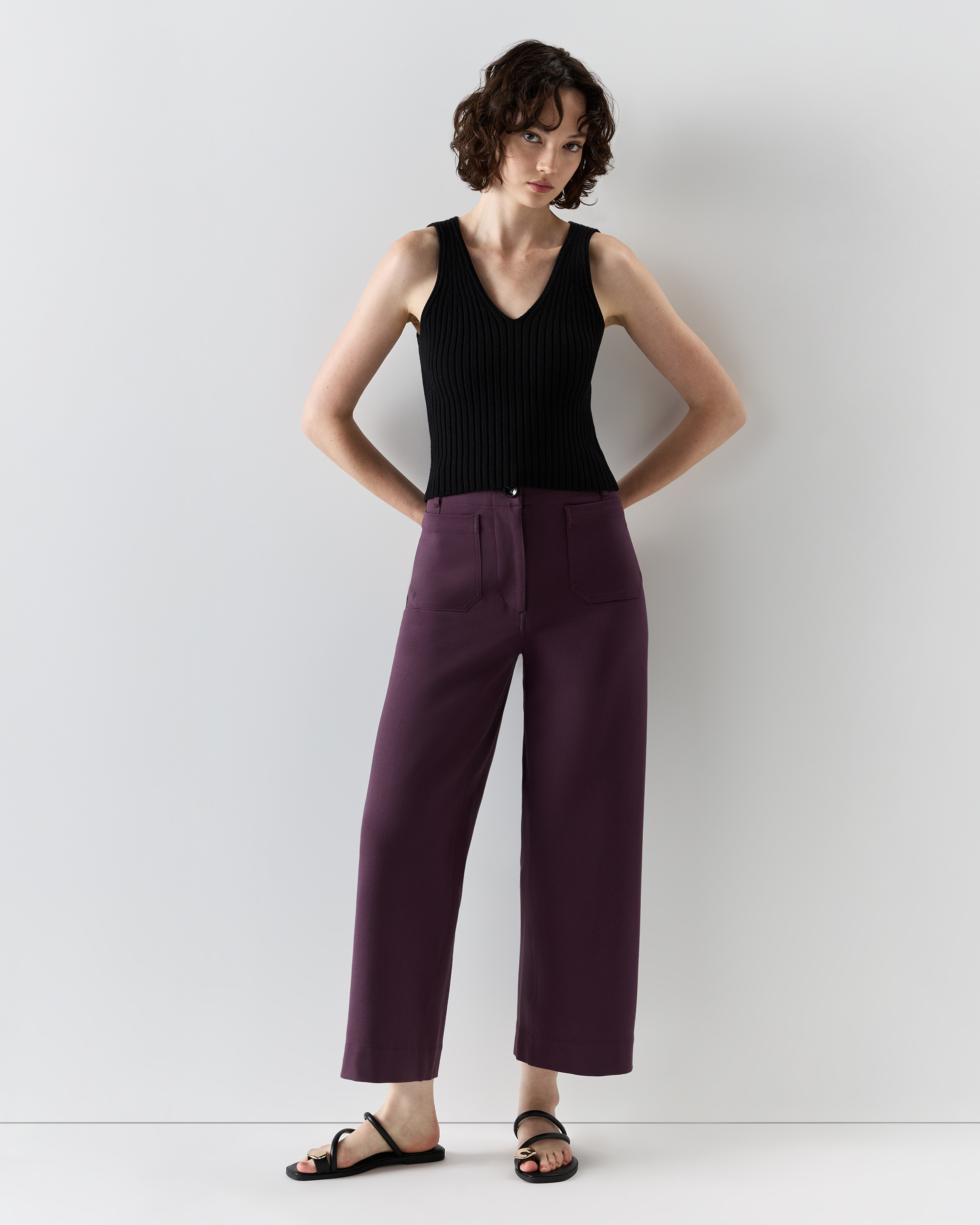 Women's Ultra-Stretch Ponte Cropped Wide Leg Pants - thumbnail 10