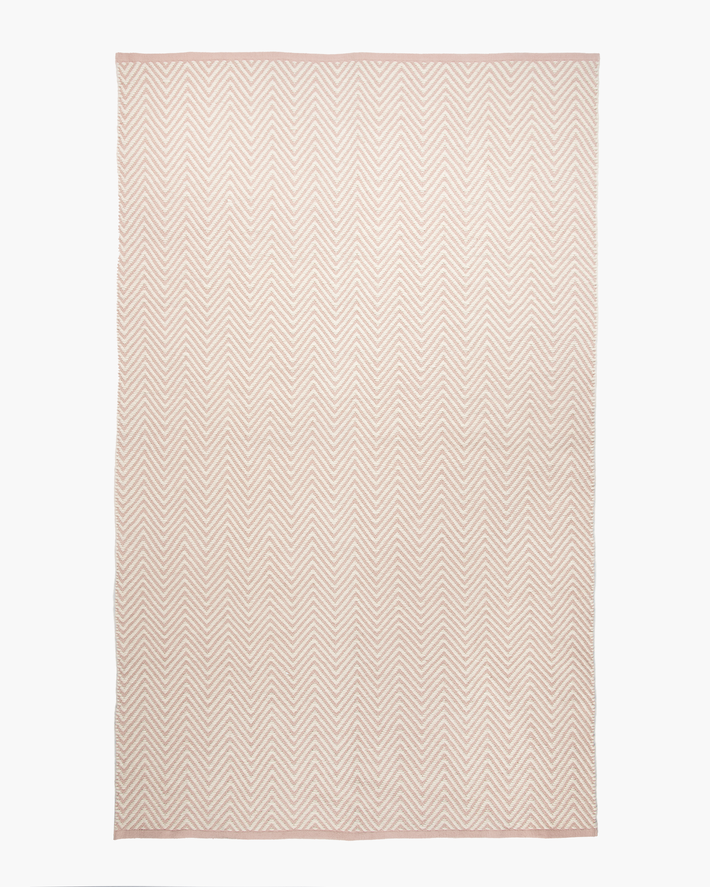 Quince Zig Zag Flatweave Wool Rug In Blush/ivory