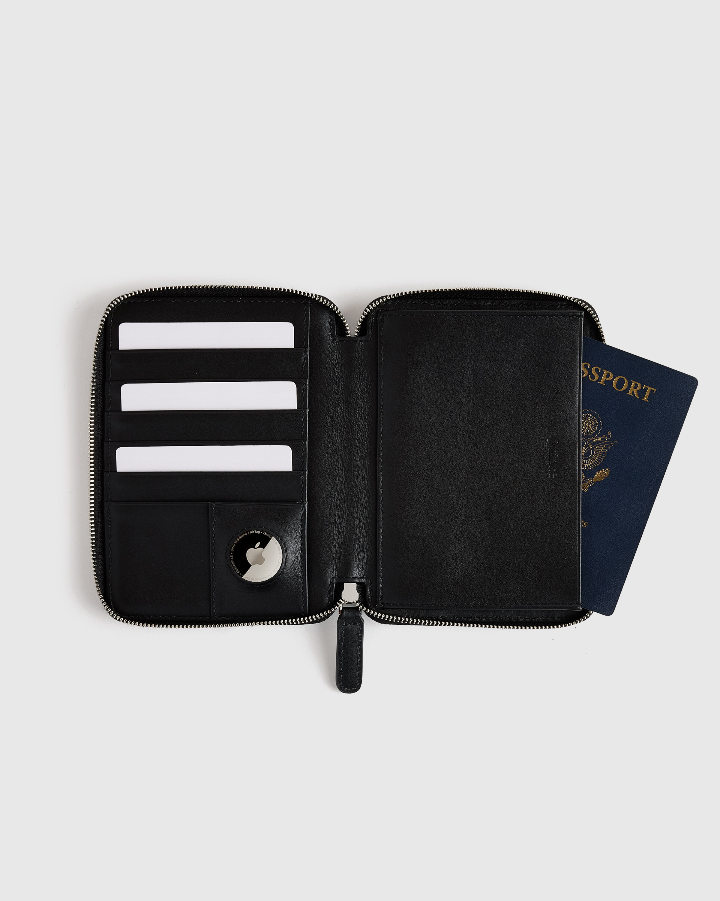 Nappa Leather RFID Zip Travel Wallet in Dark Green