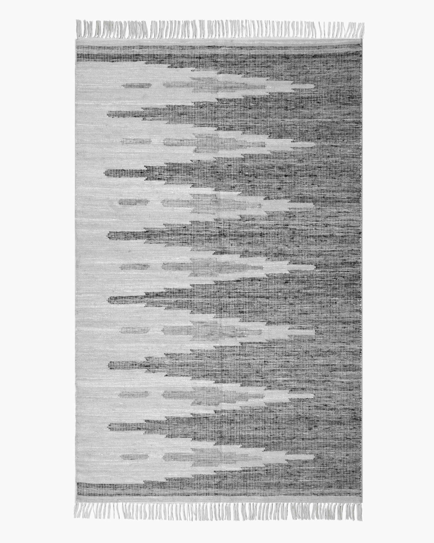 Tonal Peaks Wool Kilim Rug - Silver Multi