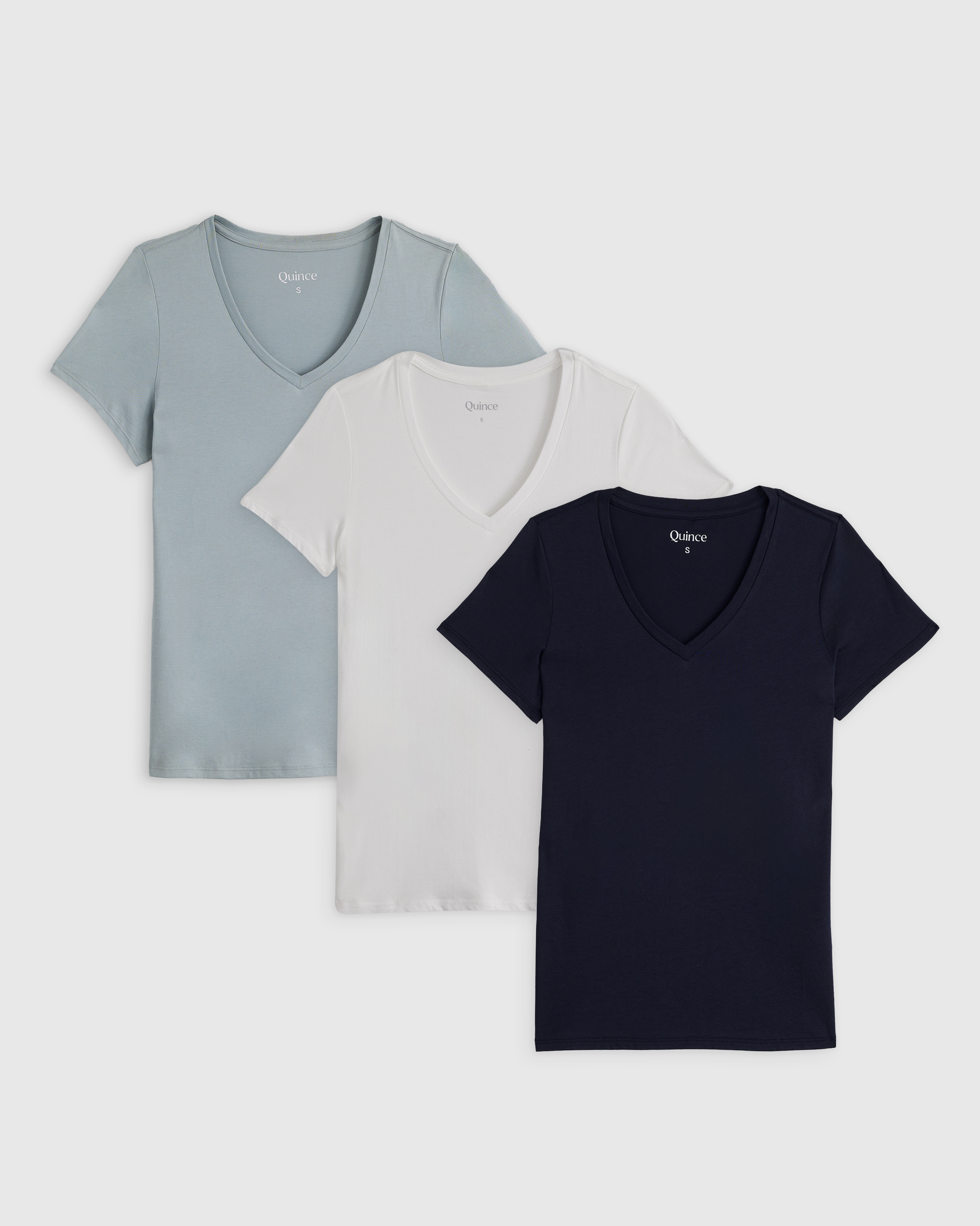 Cotton Modal V Neck Tee 3 Pack Bundle in White