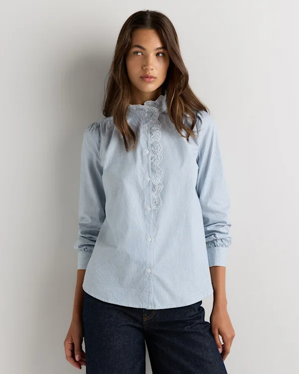 100% Organic Cotton Lace Ruffle Blouse